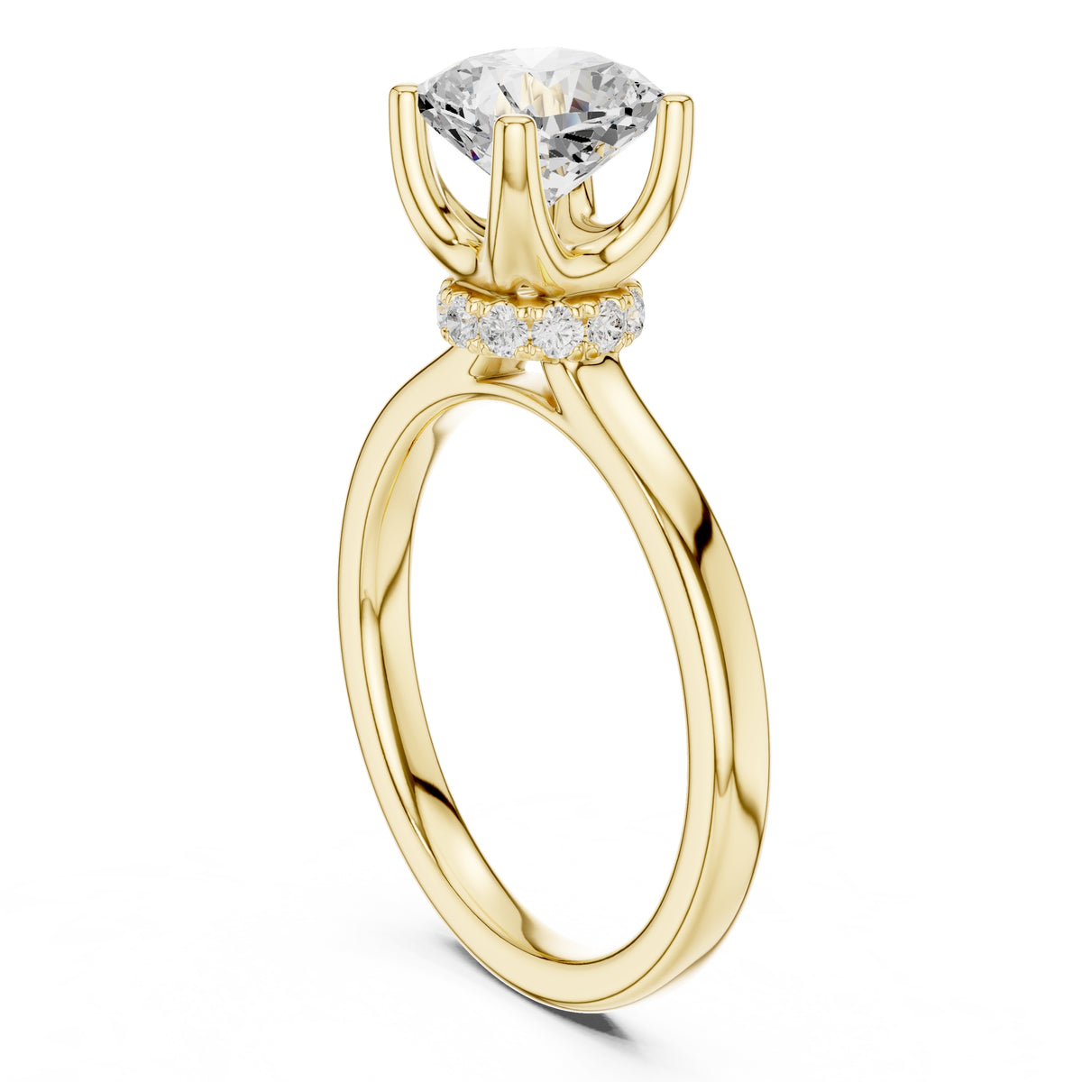 1.50 ct Crown Basket Engagement Ring 1.5ct Yellow Gold Cushion