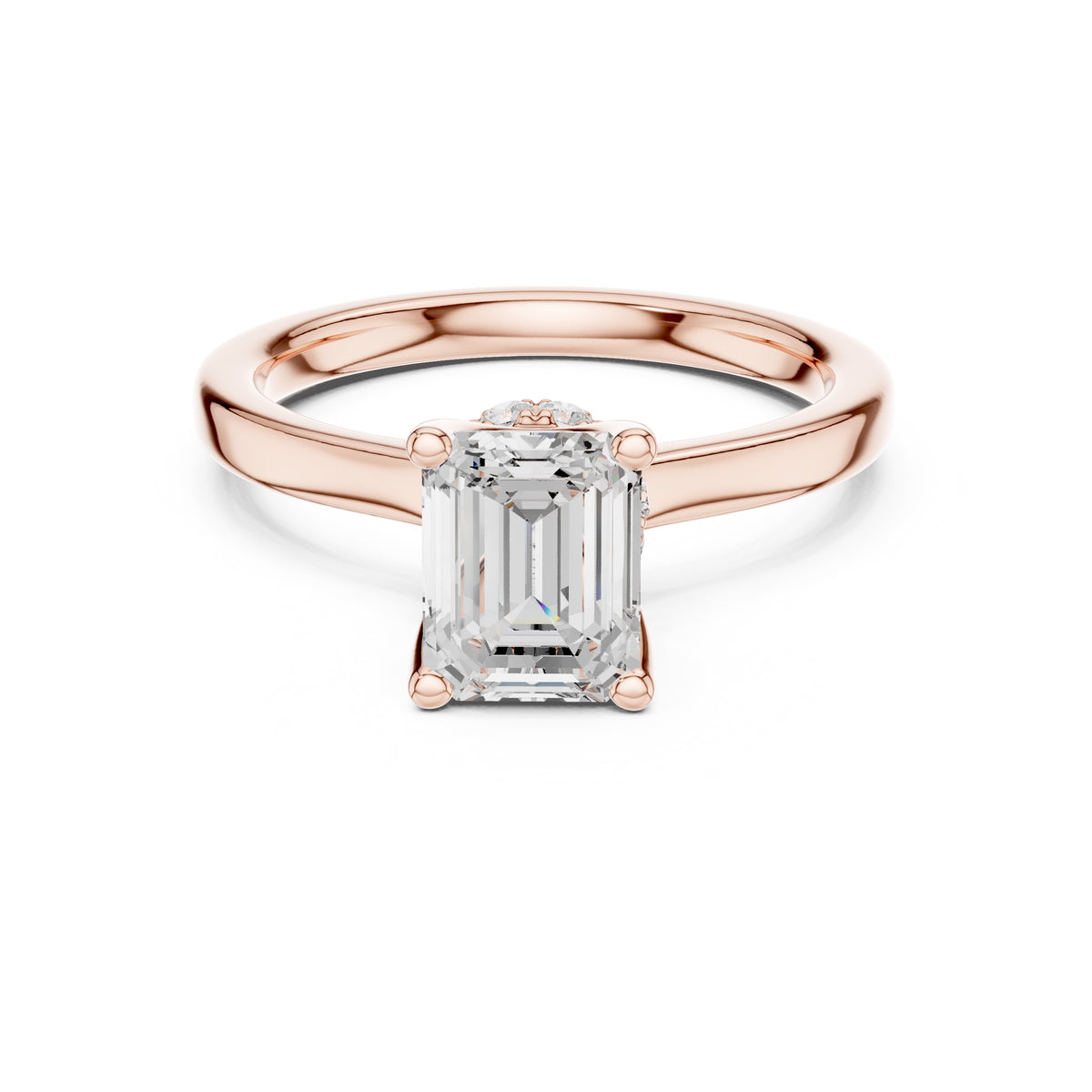 1.50 ct Crown Basket Engagement Ring 1.5ct Rose Gold Emerald