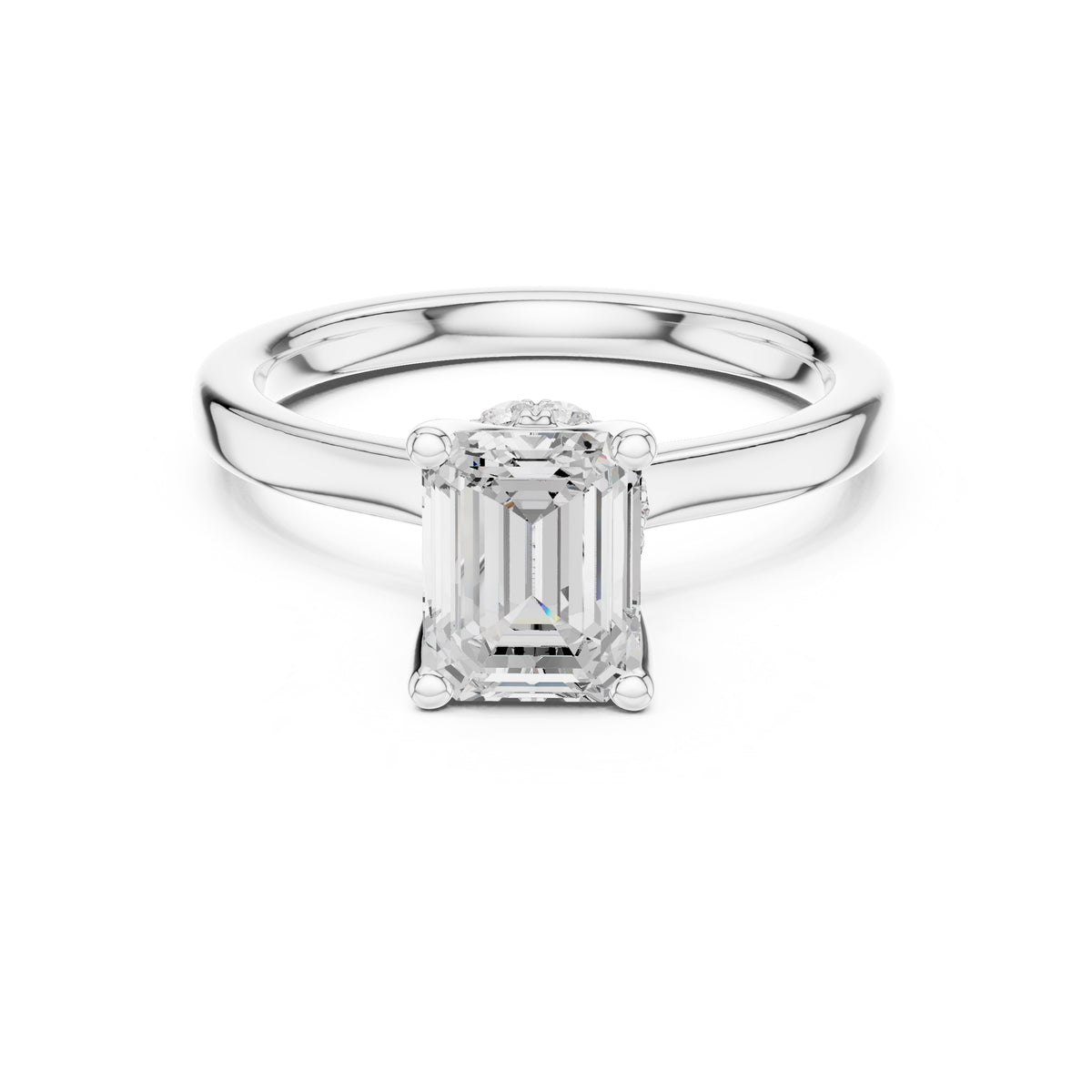 1.50 ct Crown Basket Engagement Ring 1.5ct White Gold Emerald