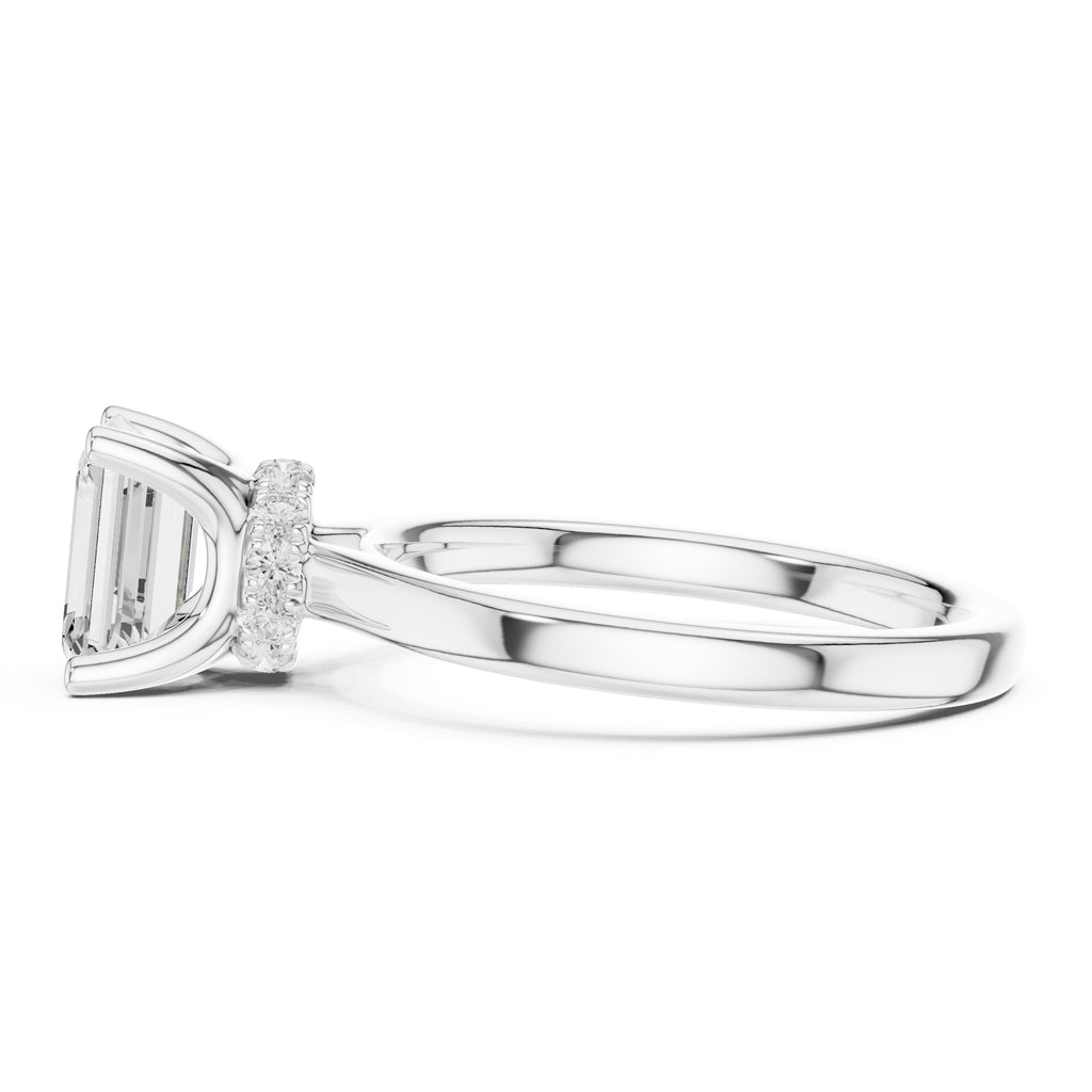 1.50 ct Crown Basket Engagement Ring 1.5ct White Gold Emerald