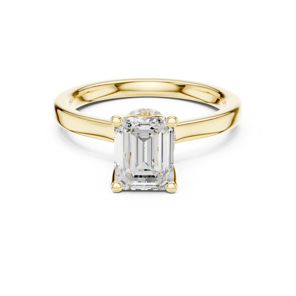 1.50 ct Crown Basket Engagement Ring 1.5ct Yellow Gold Emerald
