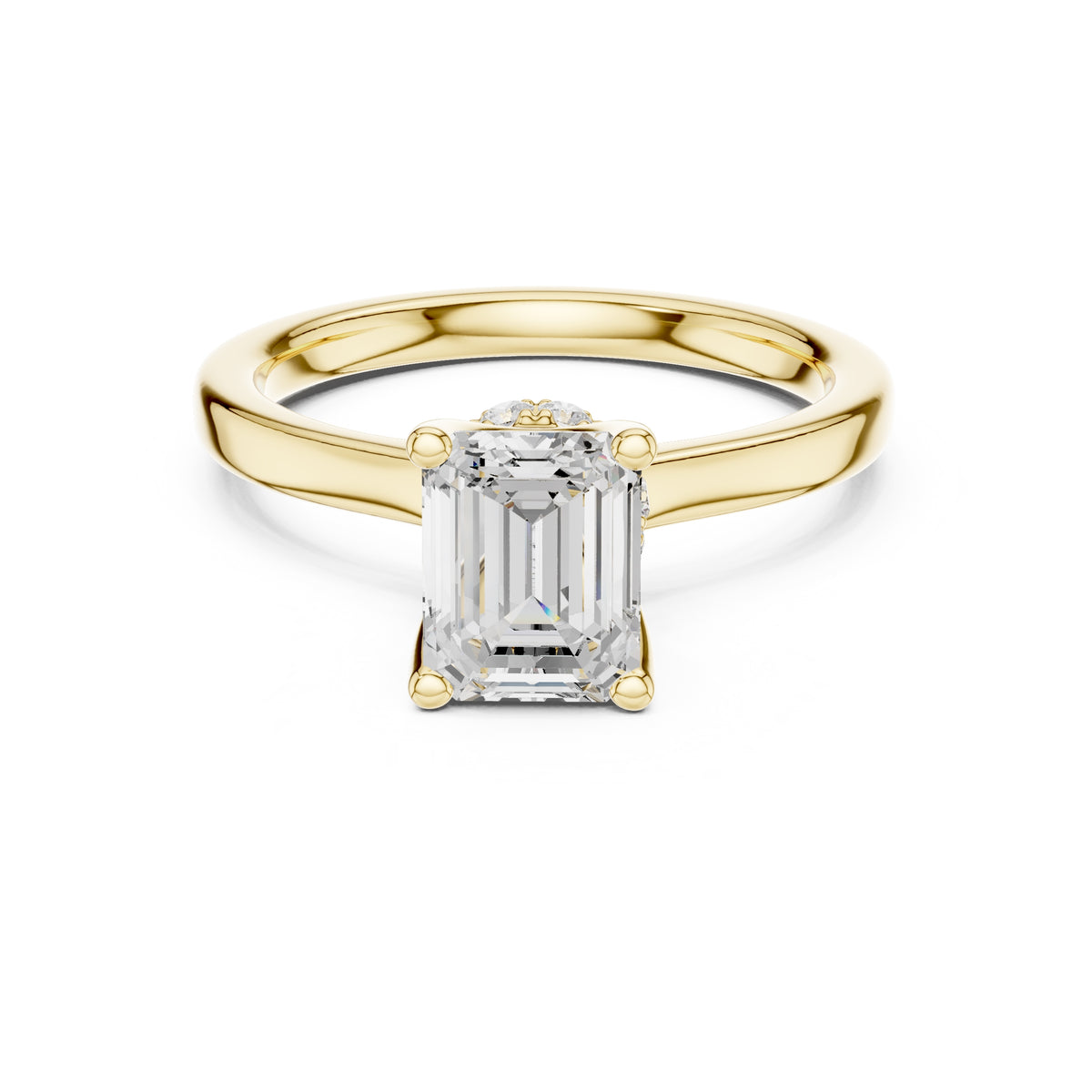 1.50 ct Crown Basket Engagement Ring 1.5ct Yellow Gold Emerald