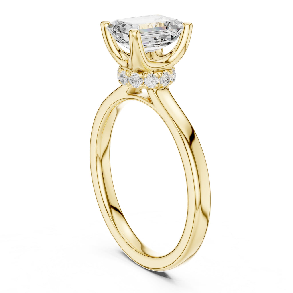 1.50 ct Crown Basket Engagement Ring 1.5ct Yellow Gold Emerald