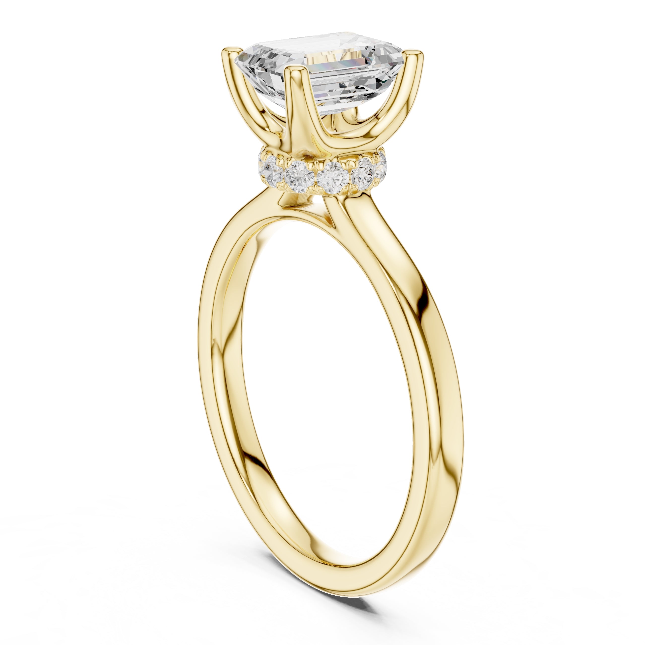 1.50 ct Crown Basket Engagement Ring 1.5ct Yellow Gold Emerald