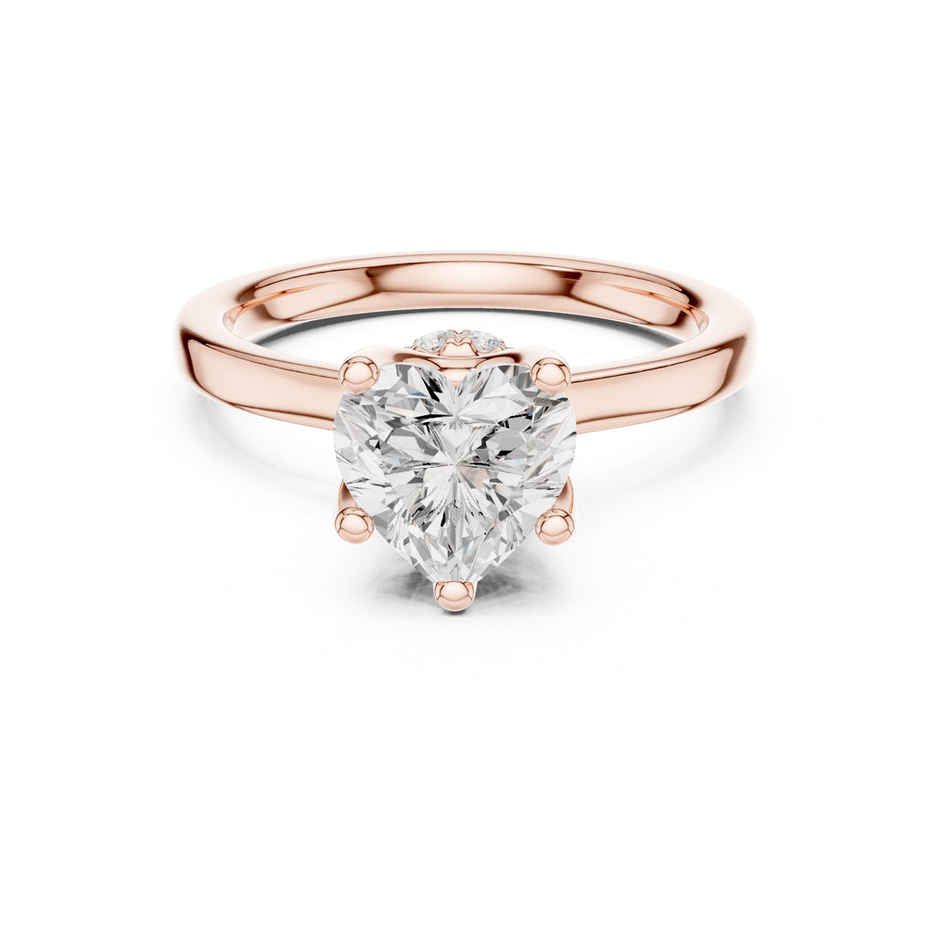 1.50 ct Crown Basket Engagement Ring 1.5ct Rose Gold Heart