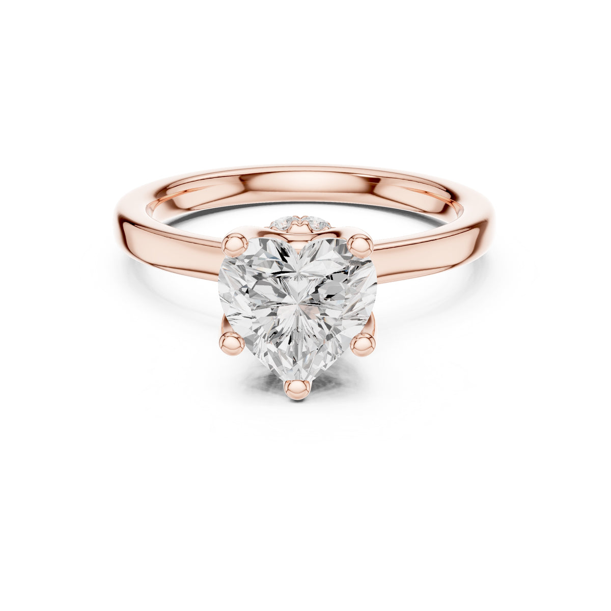 1.50 ct Crown Basket Engagement Ring 1.5ct Rose Gold Heart