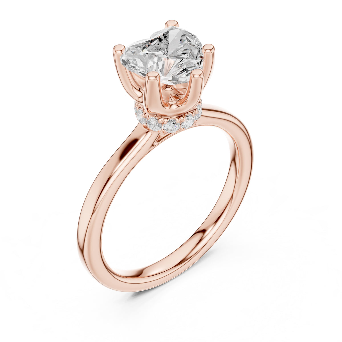 1.50 ct Crown Basket Engagement Ring 1.5ct Rose Gold Heart