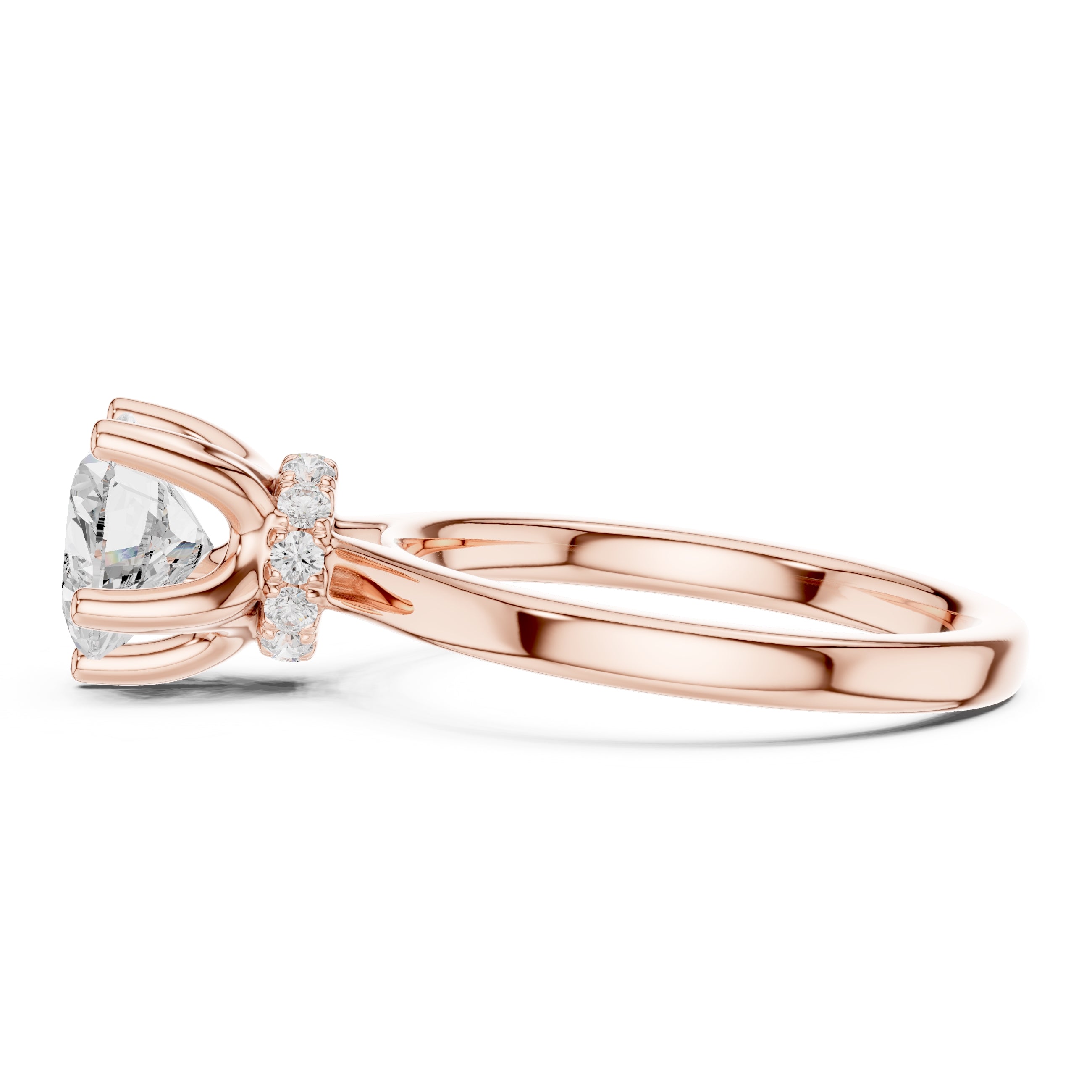1.50 ct Crown Basket Engagement Ring 1.5ct Rose Gold Heart