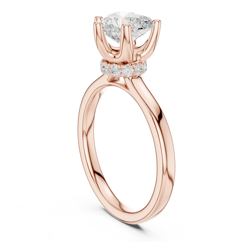 1.50 ct Crown Basket Engagement Ring 1.5ct Rose Gold Heart