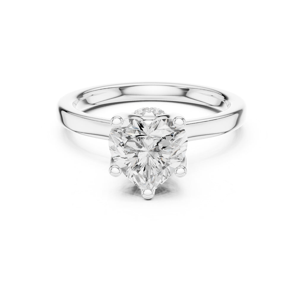 1.50 ct Crown Basket Engagement Ring 1.5ct White Gold Heart