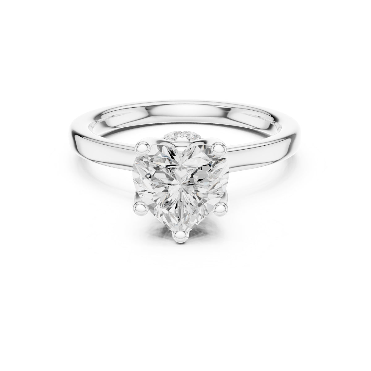 1.50 ct Crown Basket Engagement Ring 1.5ct White Gold Heart