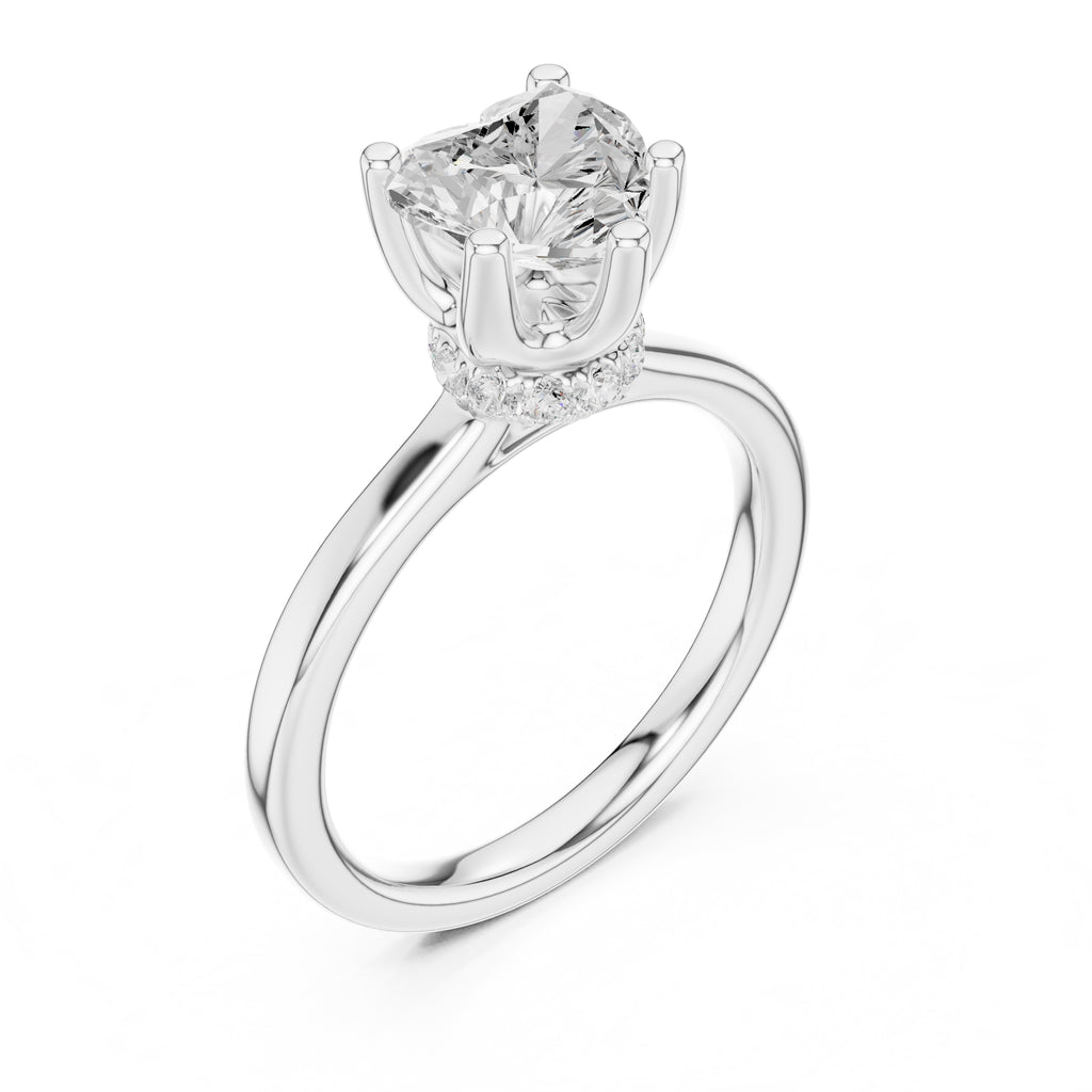 1.50 ct Crown Basket Engagement Ring 1.5ct White Gold Heart
