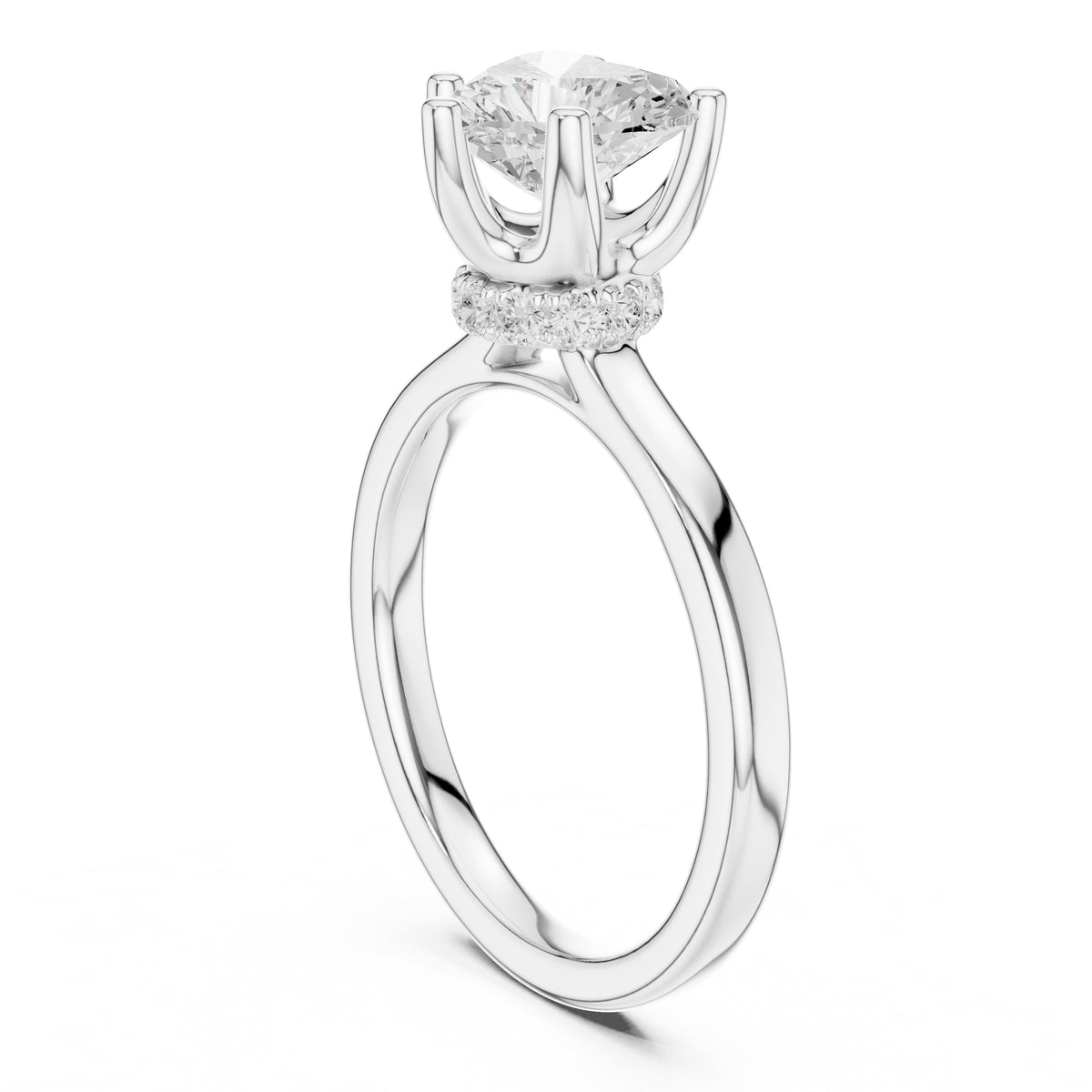 1.50 ct Crown Basket Engagement Ring 1.5ct White Gold Heart