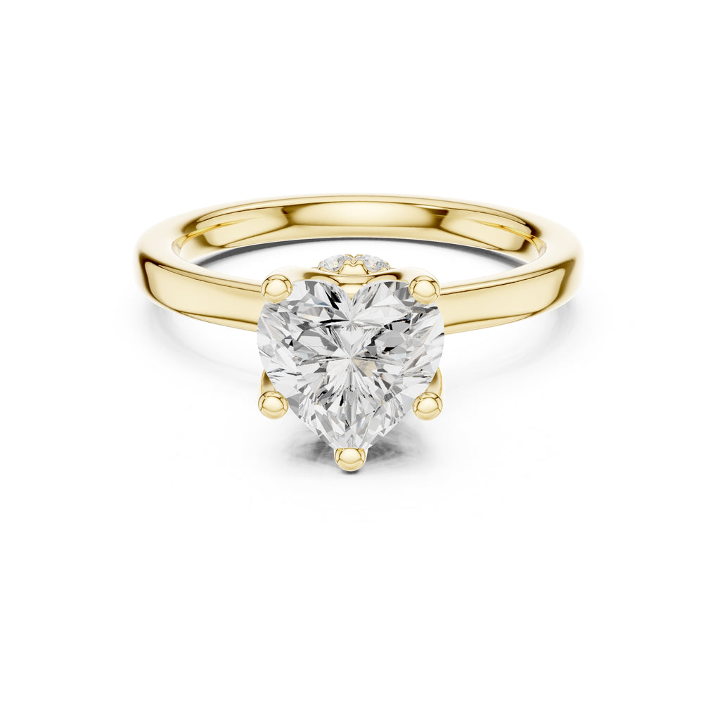 1.50 ct Crown Basket Engagement Ring 1.5ct Yellow Gold Heart
