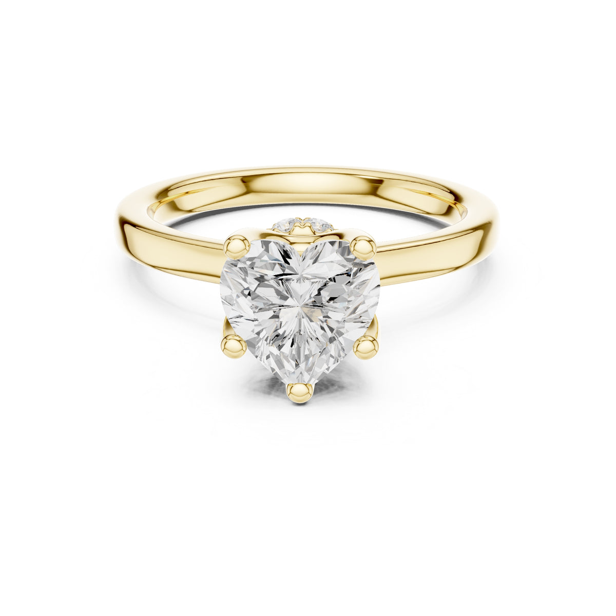 1.50 ct Crown Basket Engagement Ring 1.5ct Yellow Gold Heart
