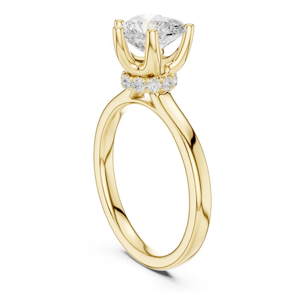 1.50 ct Crown Basket Engagement Ring 1.5ct Yellow Gold Heart