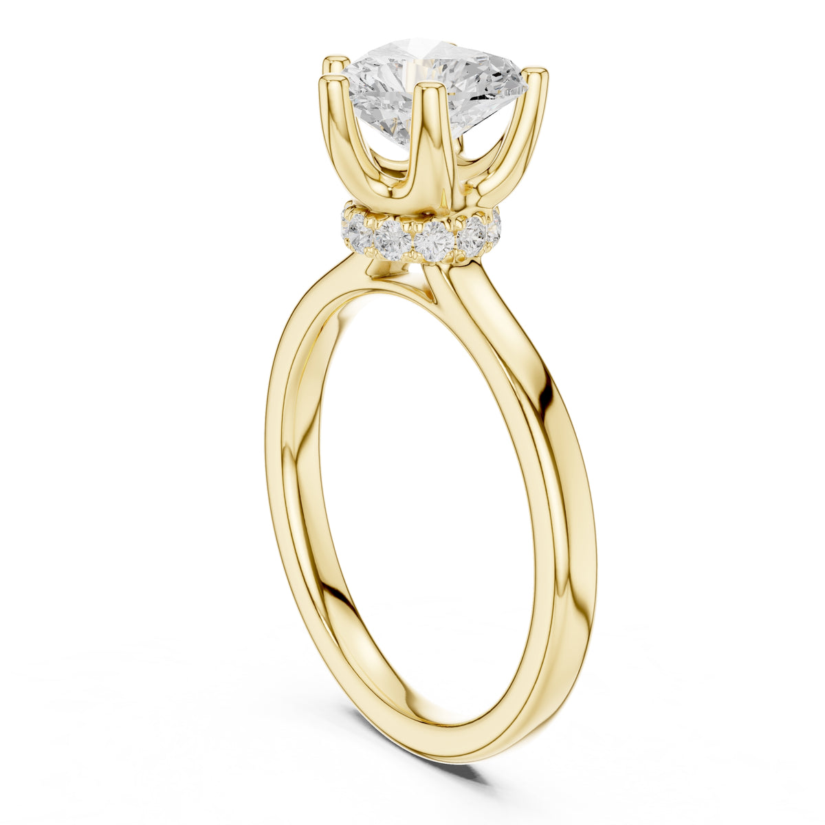 1.50 ct Crown Basket Engagement Ring 1.5ct Yellow Gold Heart