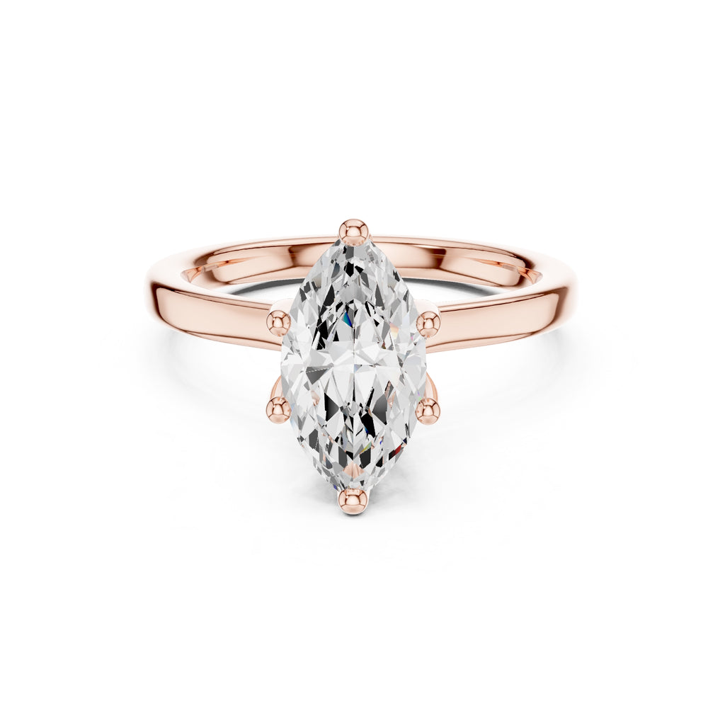1.50 ct Crown Basket Engagement Ring 1.5ct Rose Gold Marquise