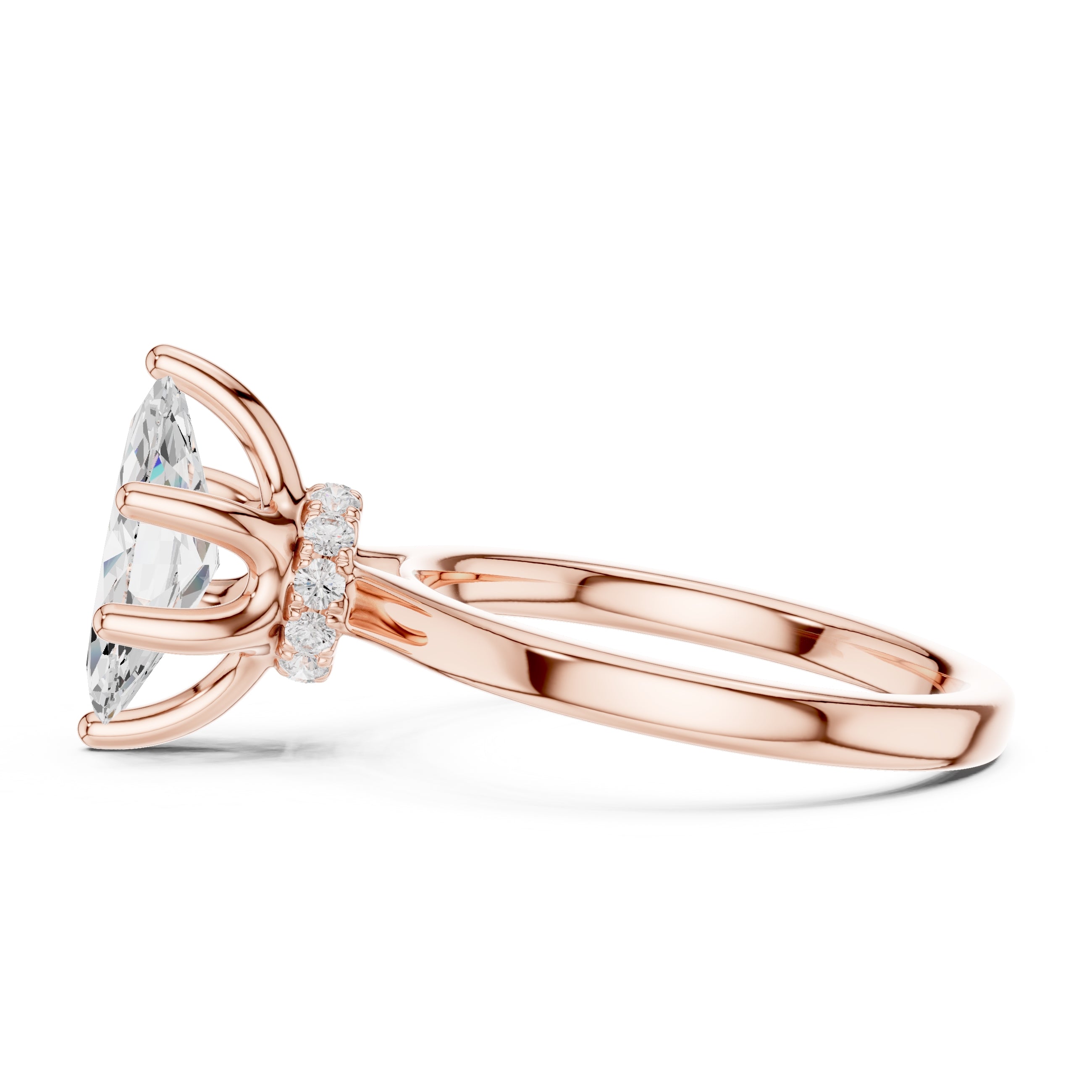 1.50 ct Crown Basket Engagement Ring 1.5ct Rose Gold Marquise