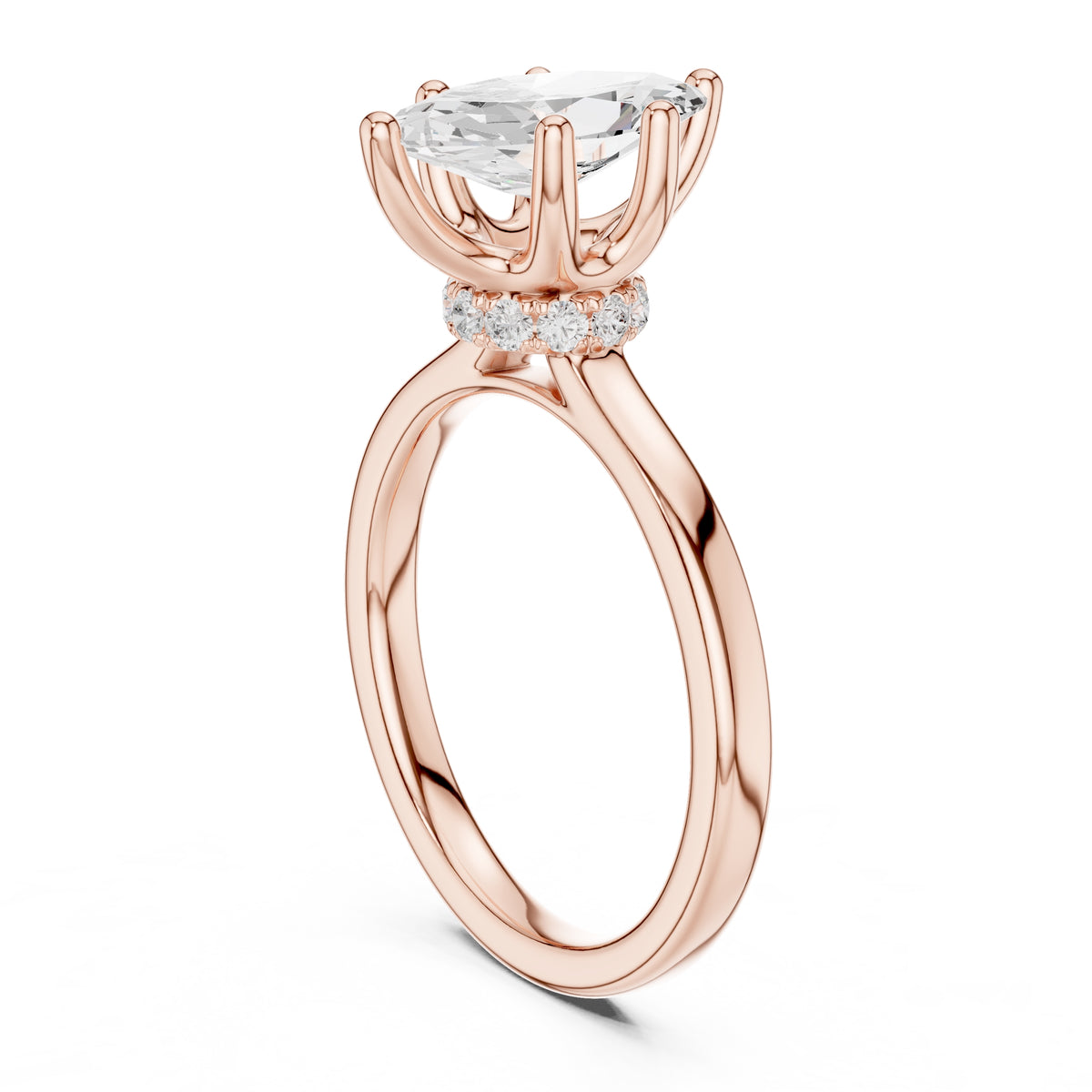 1.50 ct Crown Basket Engagement Ring 1.5ct Rose Gold Marquise