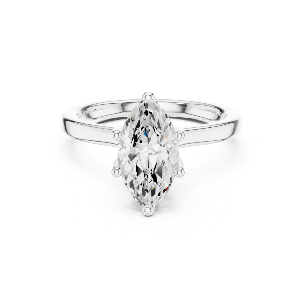1.50 ct Crown Basket Engagement Ring 1.5ct White Gold Marquise