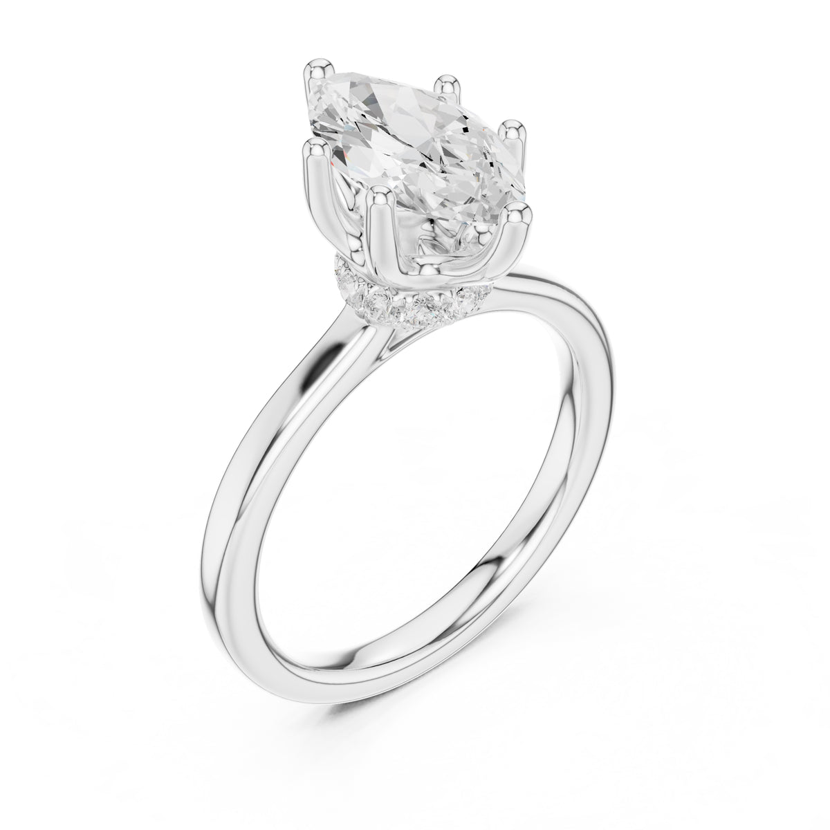 1.50 ct Crown Basket Engagement Ring 1.5ct White Gold Marquise