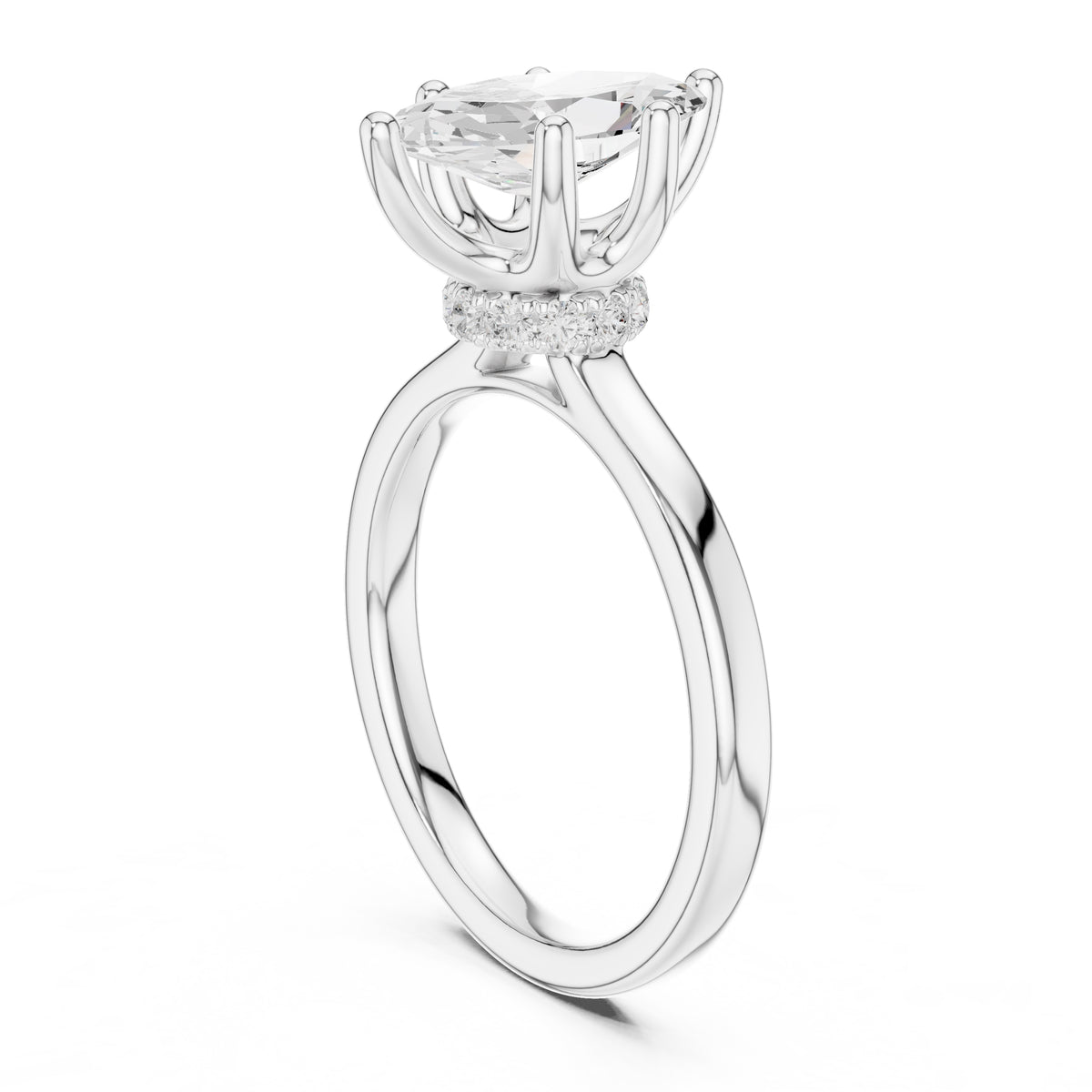 1.50 ct Crown Basket Engagement Ring 1.5ct White Gold Marquise