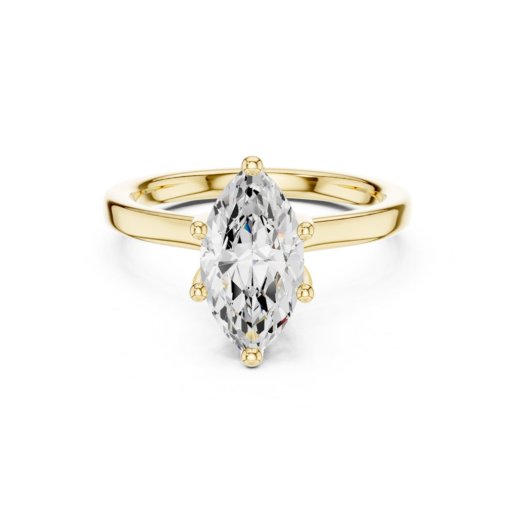 1.50 ct Crown Basket Engagement Ring 1.5ct Yellow Gold Marquise