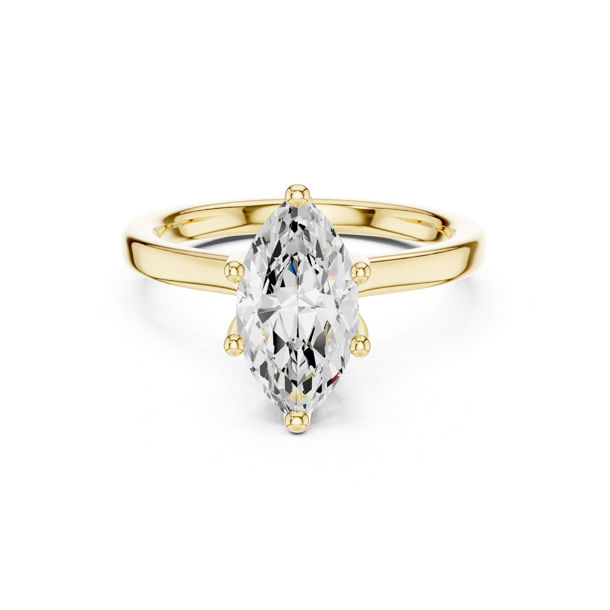 1.50 ct Crown Basket Engagement Ring 1.5ct Yellow Gold Marquise