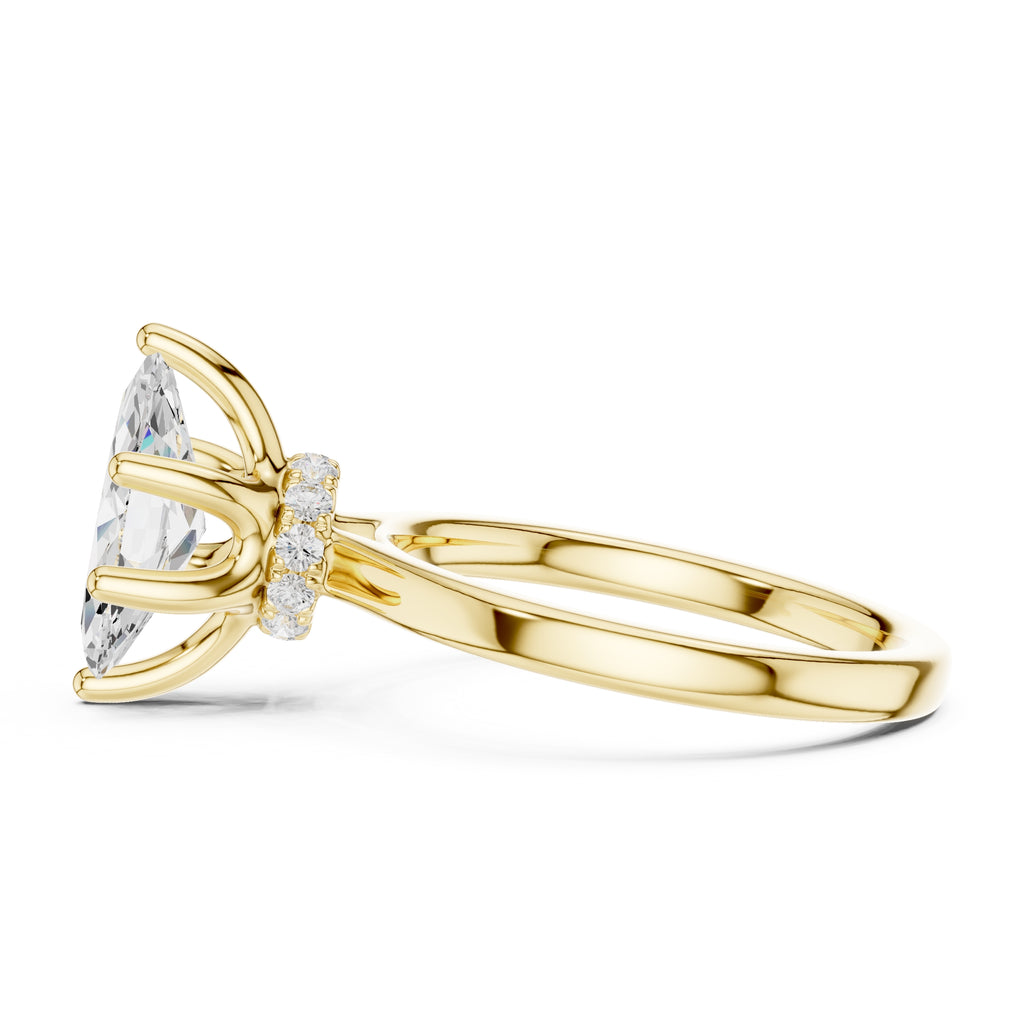 1.50 ct Crown Basket Engagement Ring 1.5ct Yellow Gold Marquise