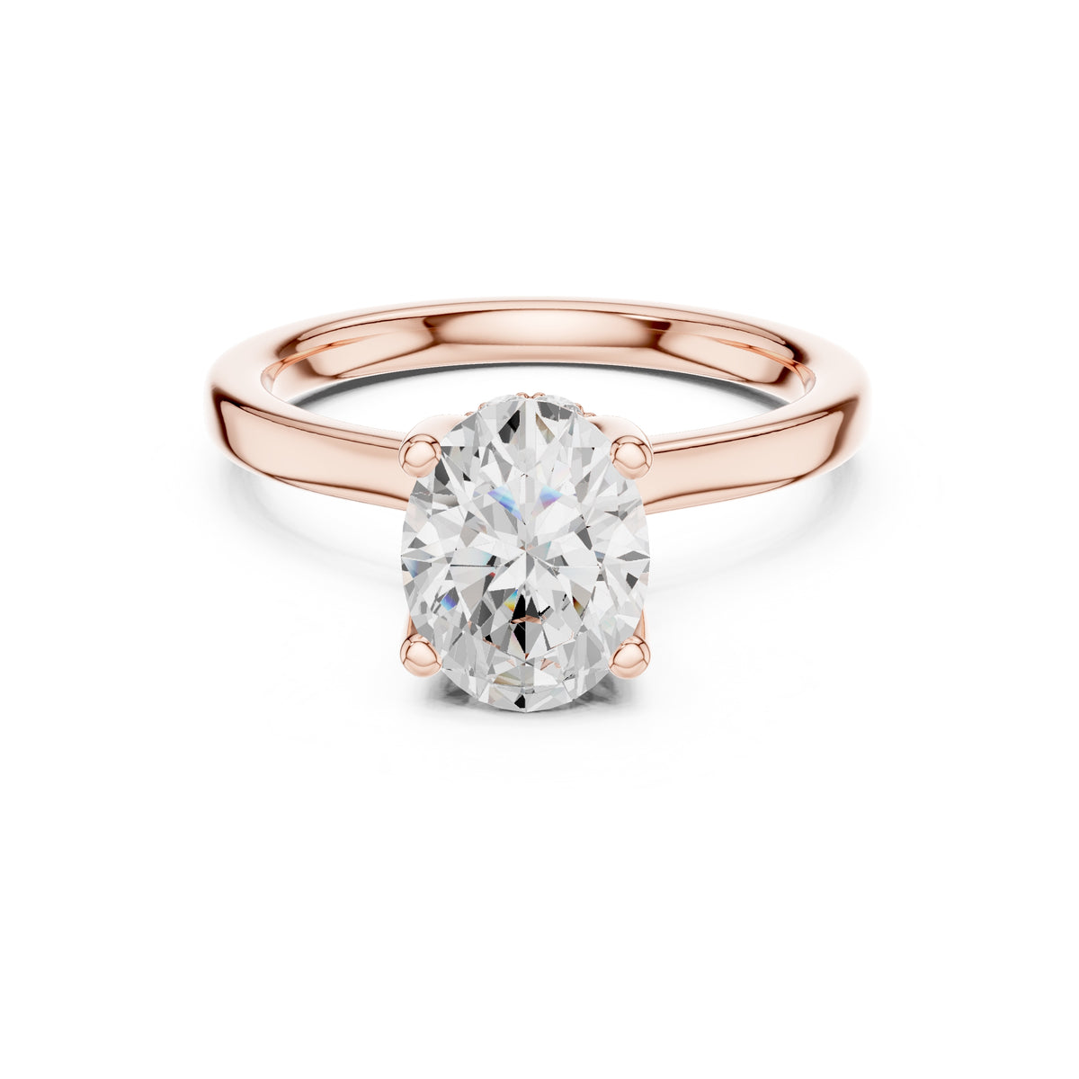 1.50 ct Crown Basket Engagement Ring 1.5ct Rose Gold Oval