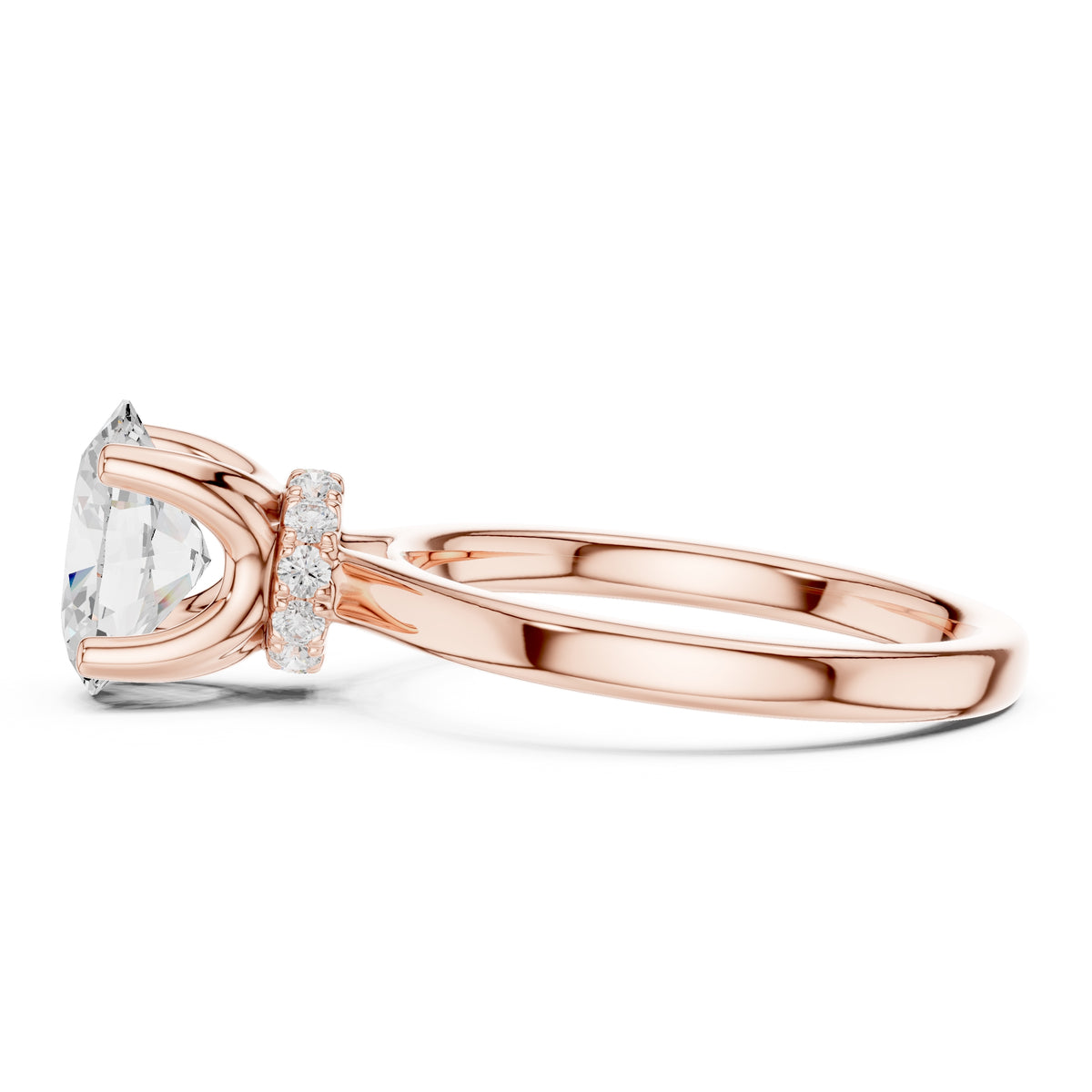 1.50 ct Crown Basket Engagement Ring 1.5ct Rose Gold Oval