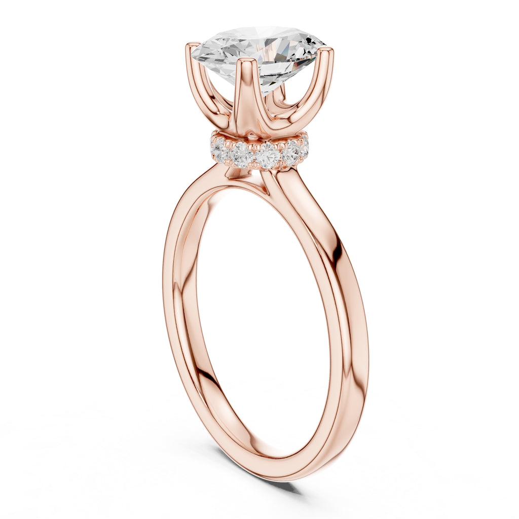 1.50 ct Crown Basket Engagement Ring 1.5ct Rose Gold Oval