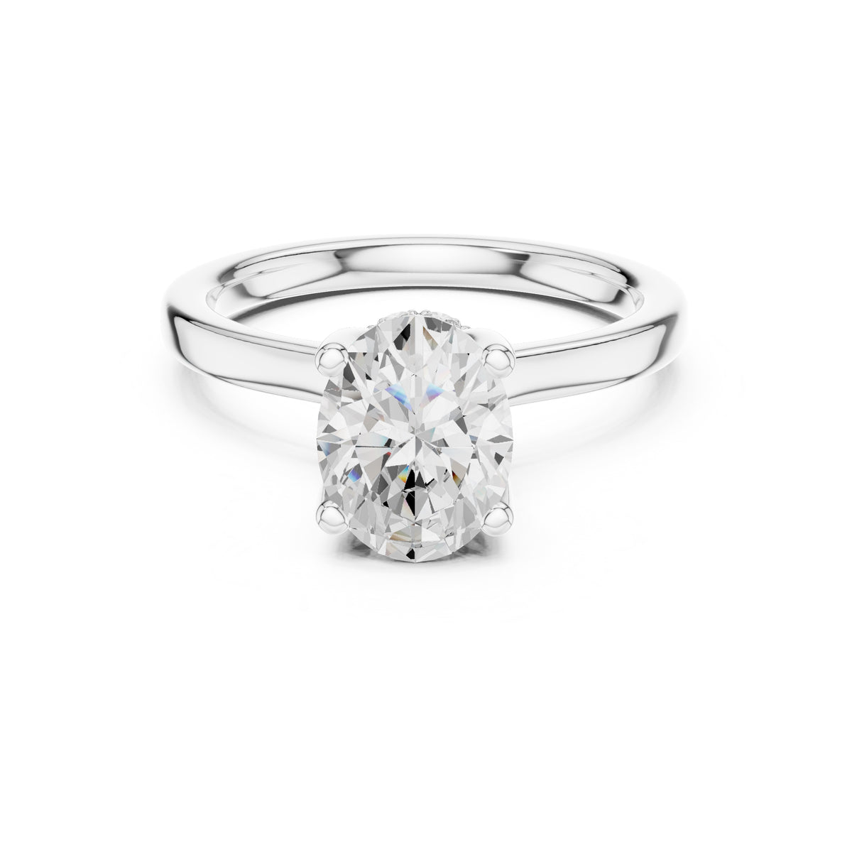1.50 ct Crown Basket Engagement Ring 1.5ct White Gold Oval
