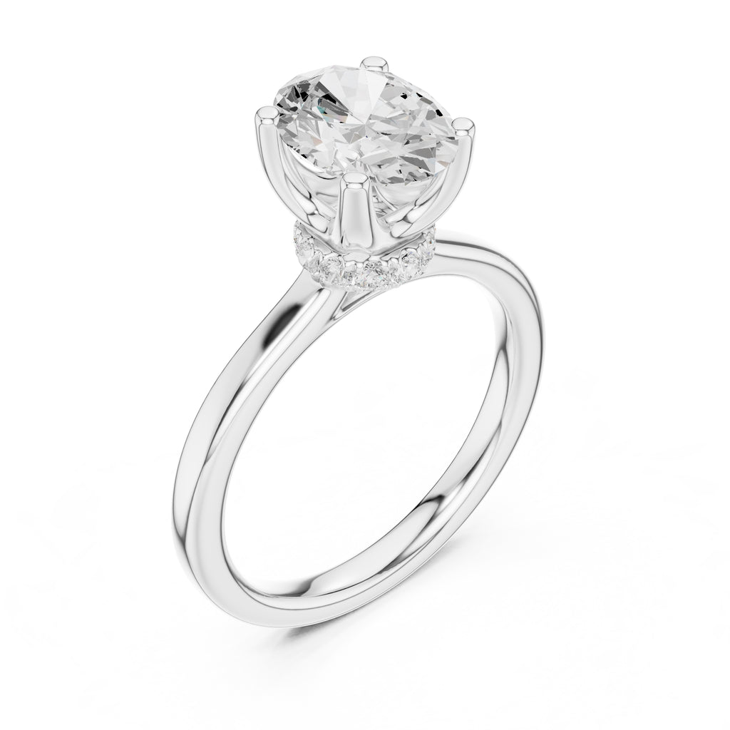 1.50 ct Crown Basket Engagement Ring 1.5ct White Gold Oval