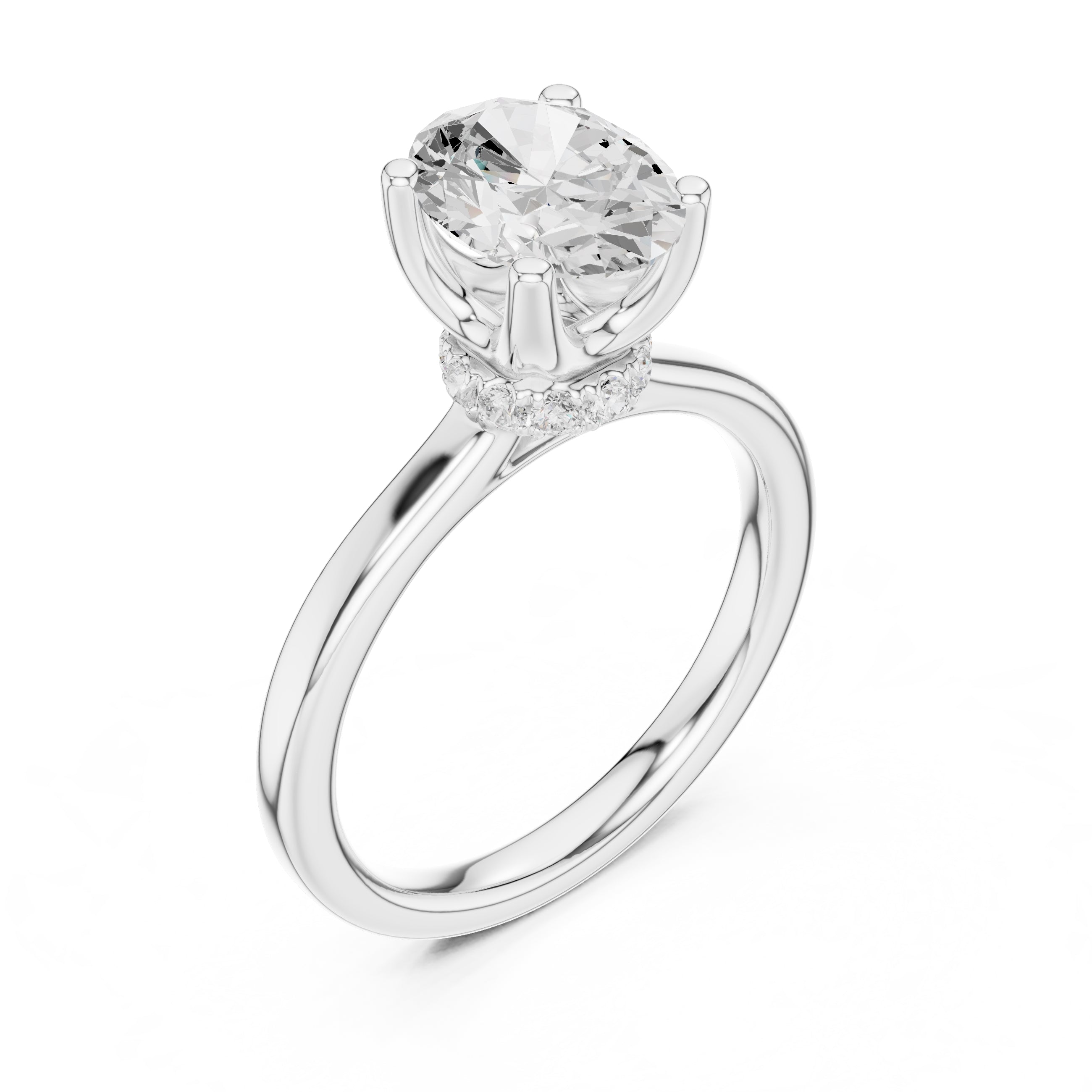 1.50 ct Crown Basket Engagement Ring 1.5ct White Gold Oval