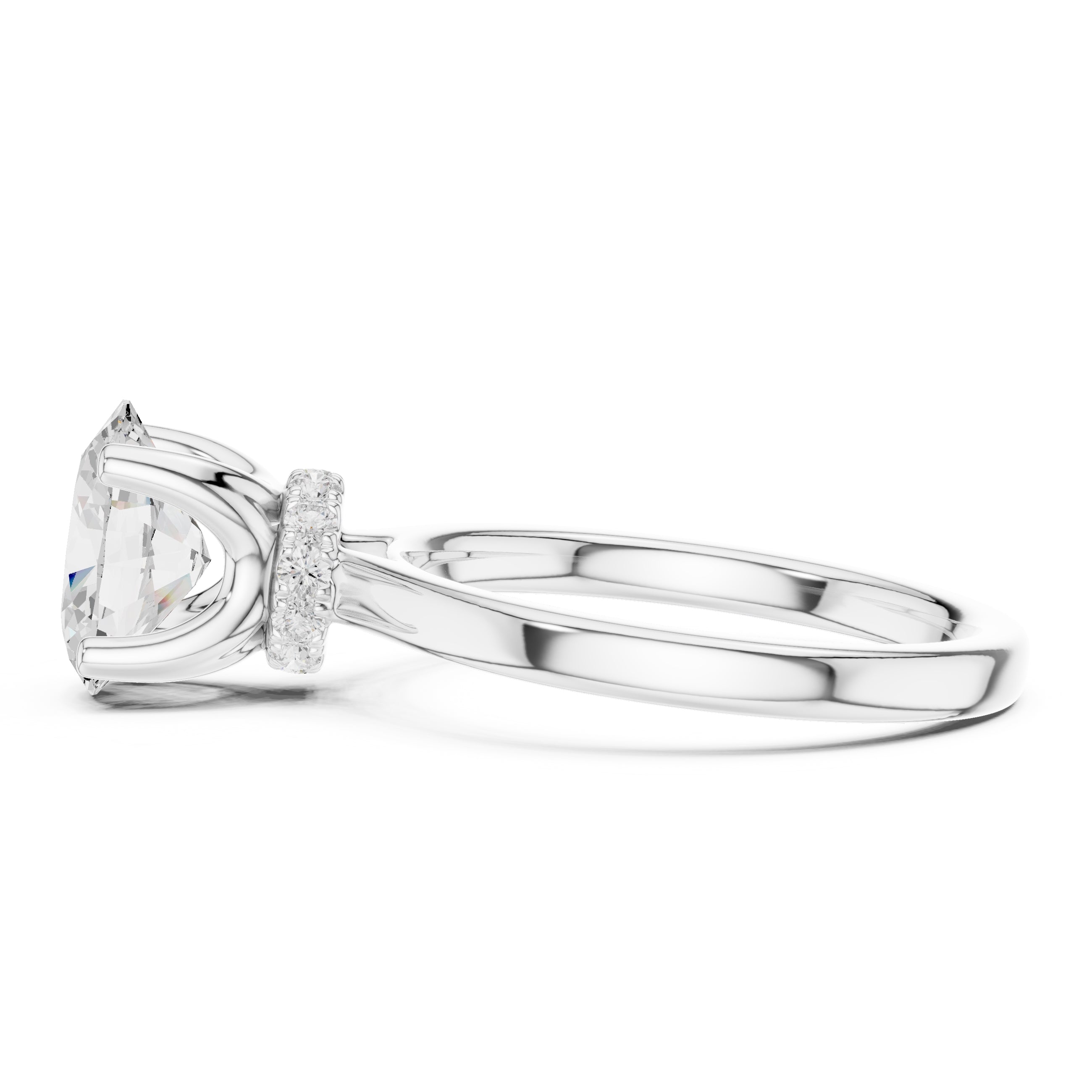1.50 ct Crown Basket Engagement Ring 1.5ct White Gold Oval