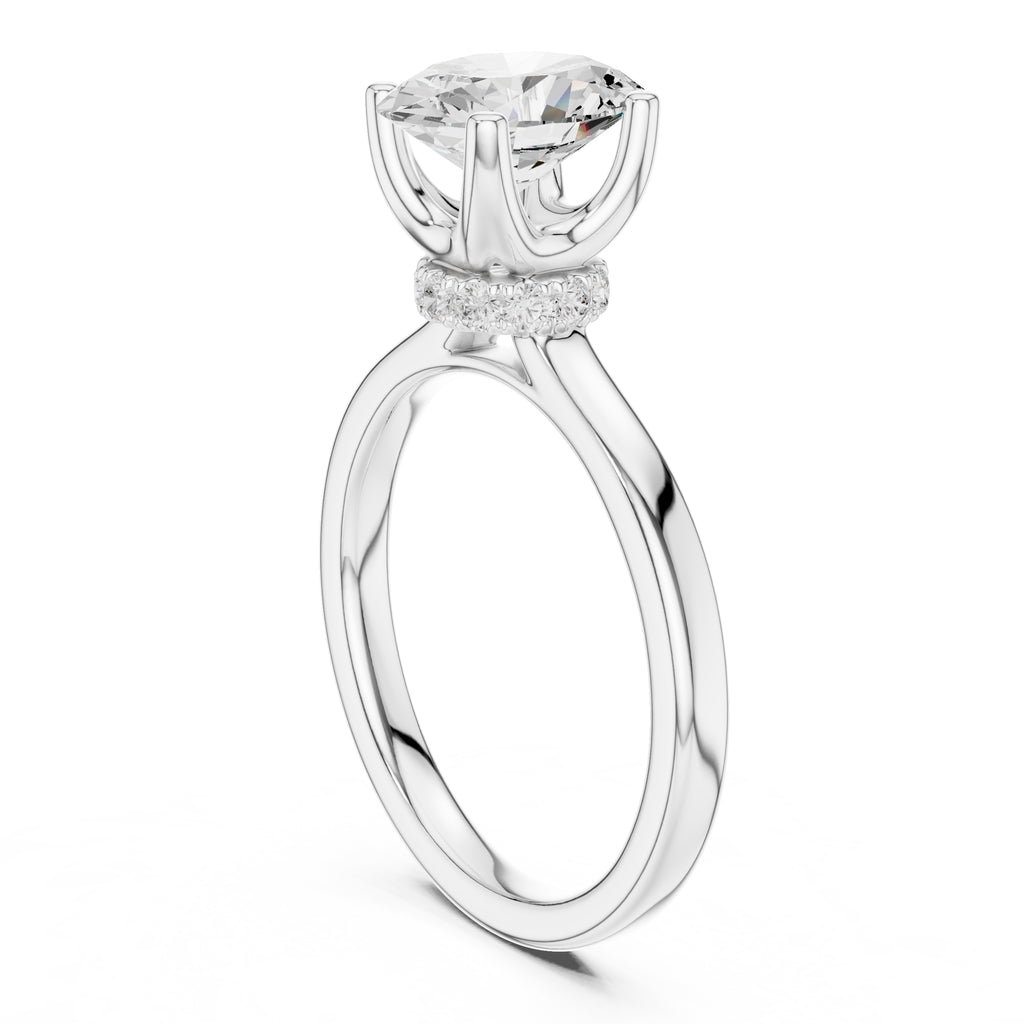 1.50 ct Crown Basket Engagement Ring 1.5ct White Gold Oval