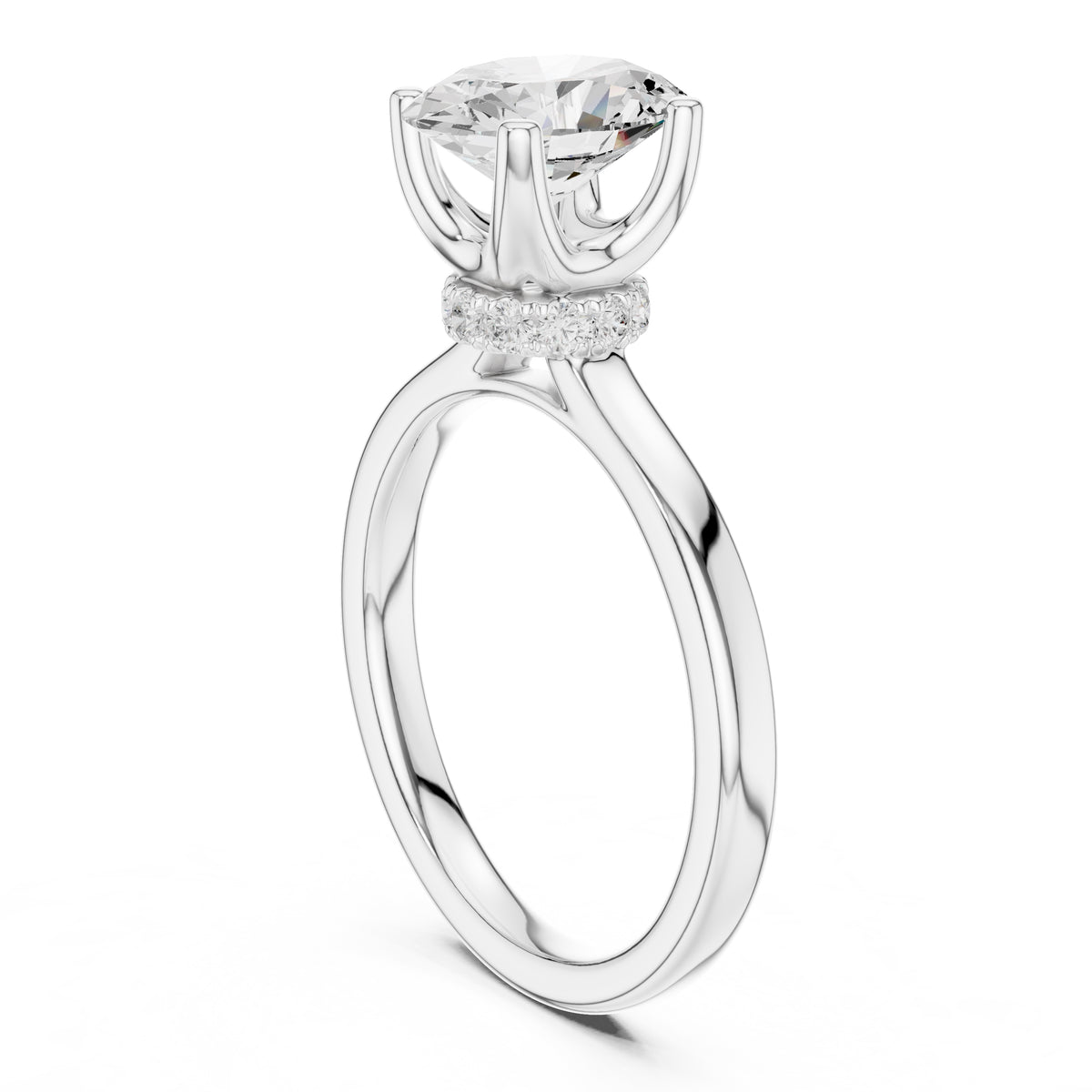1.50 ct Crown Basket Engagement Ring 1.5ct White Gold Oval