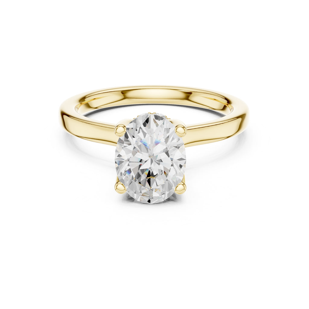 1.50 ct Crown Basket Engagement Ring 1.5ct Yellow Gold Oval
