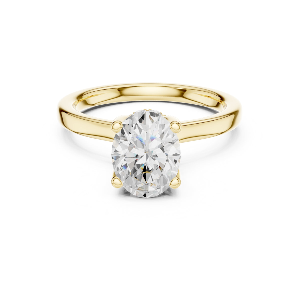 1.50 ct Crown Basket Engagement Ring 1.5ct Yellow Gold Oval