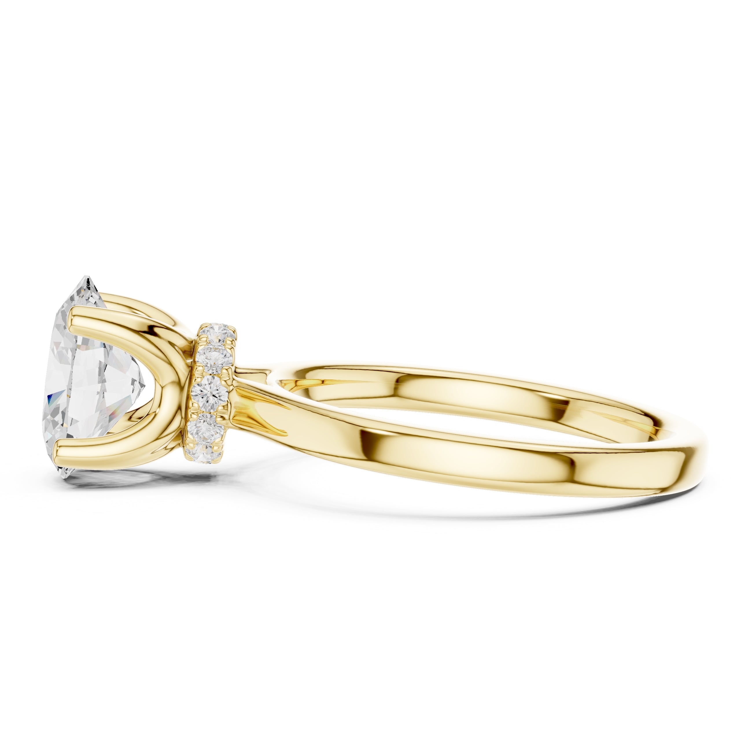 1.50 ct Crown Basket Engagement Ring 1.5ct Yellow Gold Oval