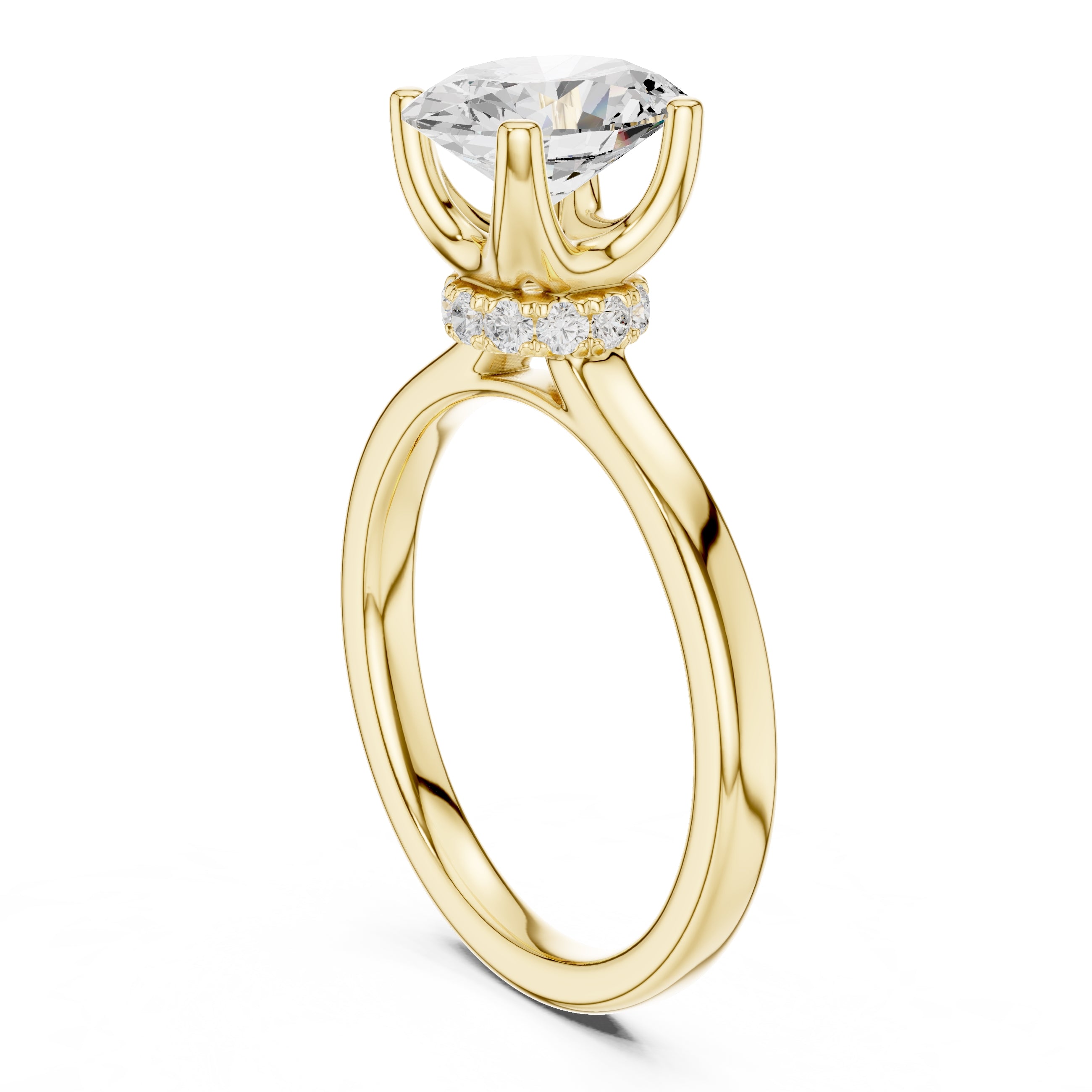 1.50 ct Crown Basket Engagement Ring 1.5ct Yellow Gold Oval