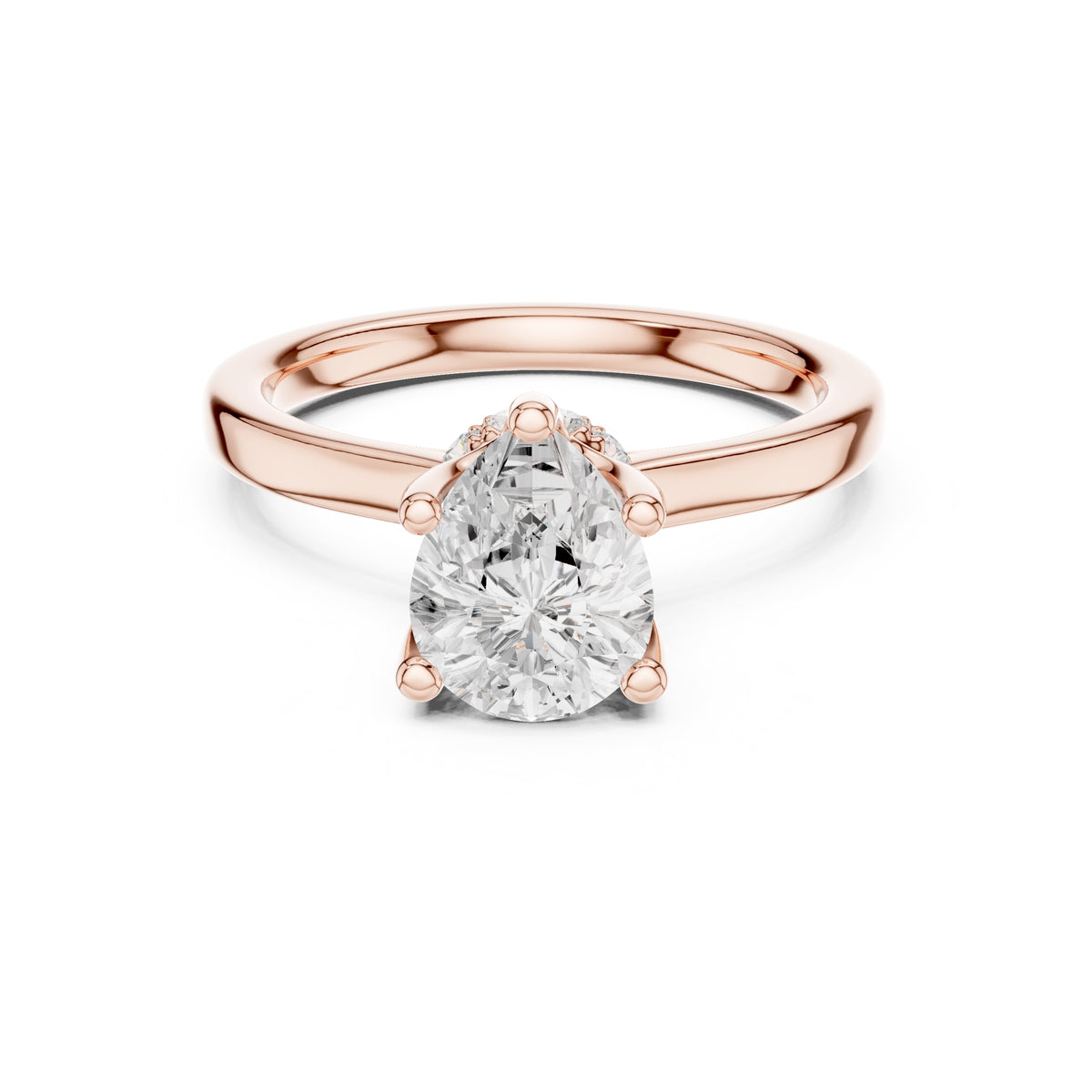 1.50 ct Crown Basket Engagement Ring 1.5ct Rose Gold Pear