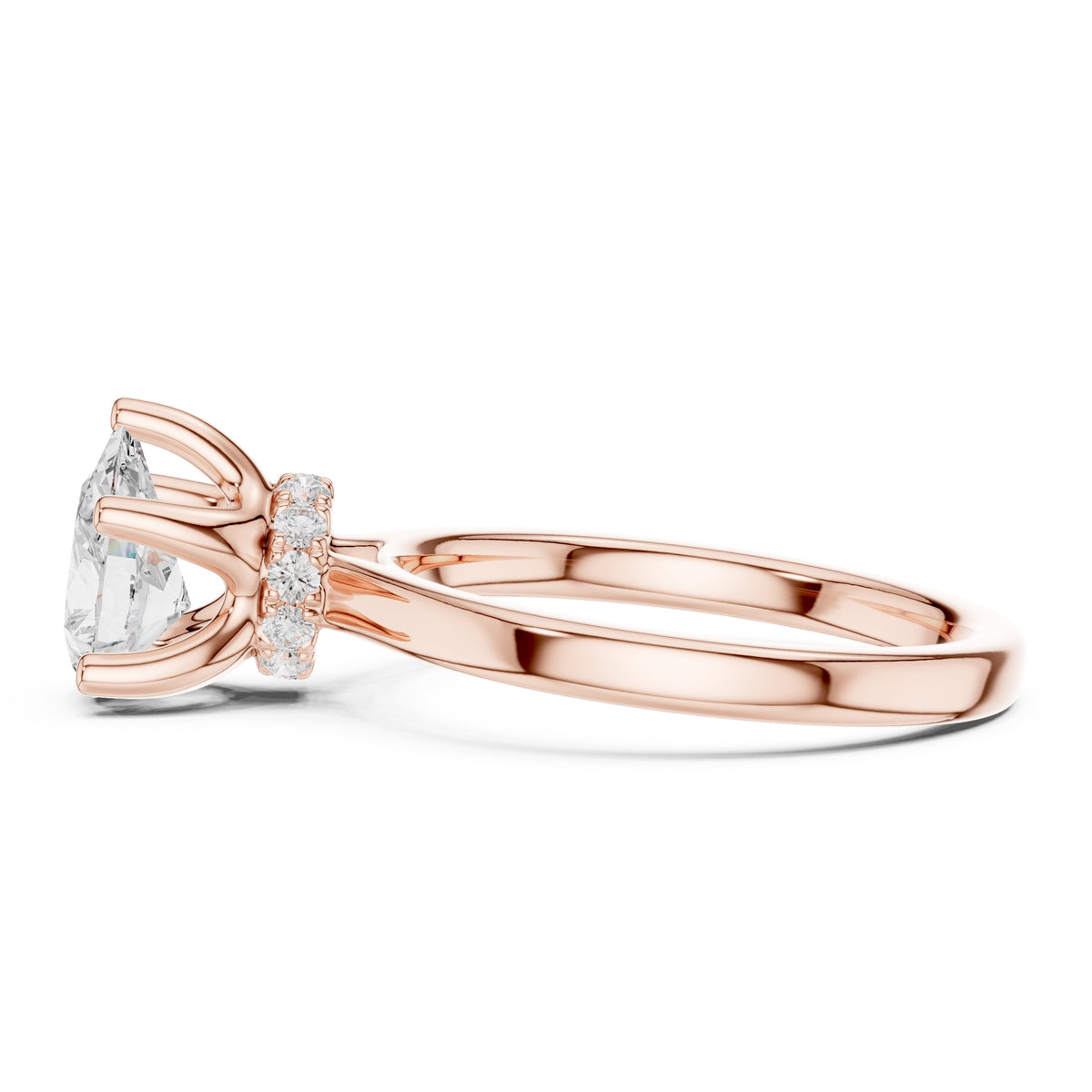1.50 ct Crown Basket Engagement Ring 1.5ct Rose Gold Pear