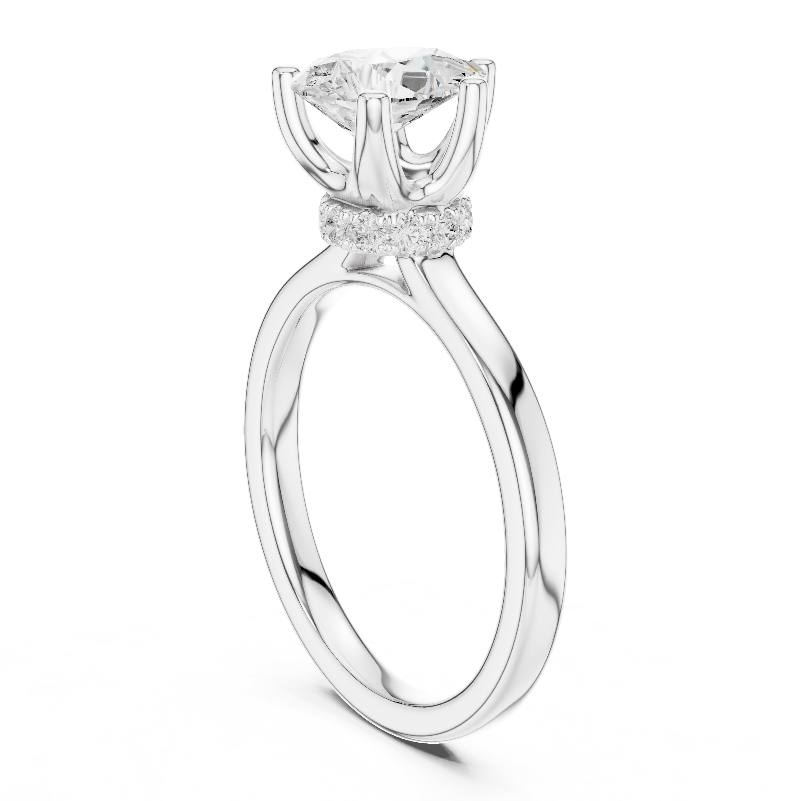1.50 ct Crown Basket Engagement Ring 1.5ct White Gold Pear