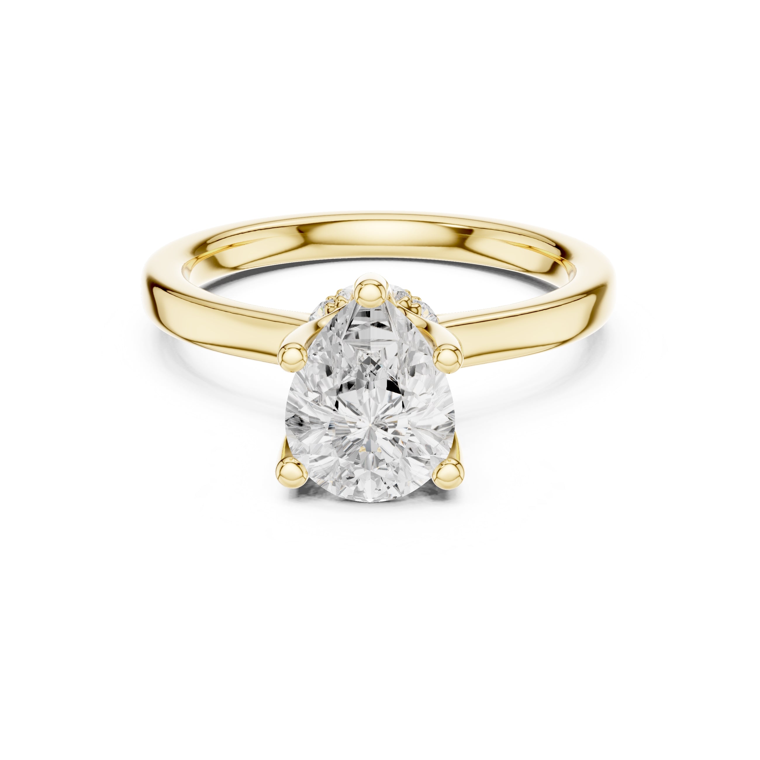 1.50 ct Crown Basket Engagement Ring 1.5ct Yellow Gold Pear