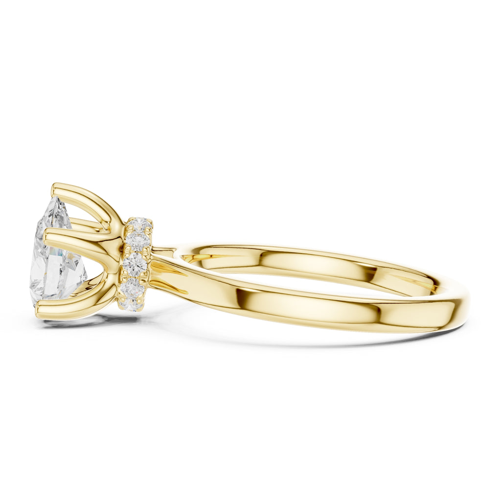 1.50 ct Crown Basket Engagement Ring 1.5ct Yellow Gold Pear