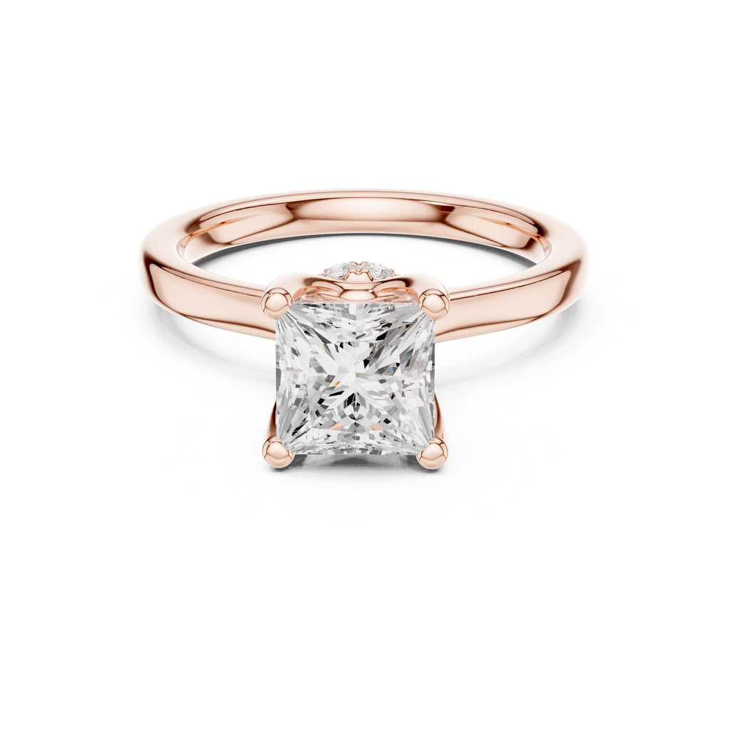 1.50 ct Crown Basket Engagement Ring 1.5ct Rose Gold Princess