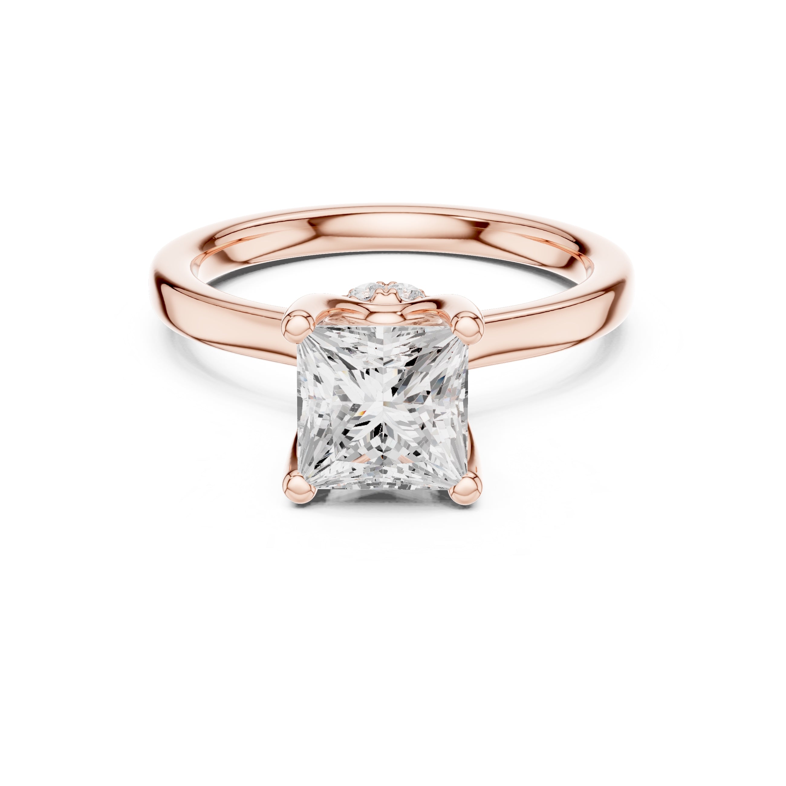 1.50 ct Crown Basket Engagement Ring 1.5ct Rose Gold Princess